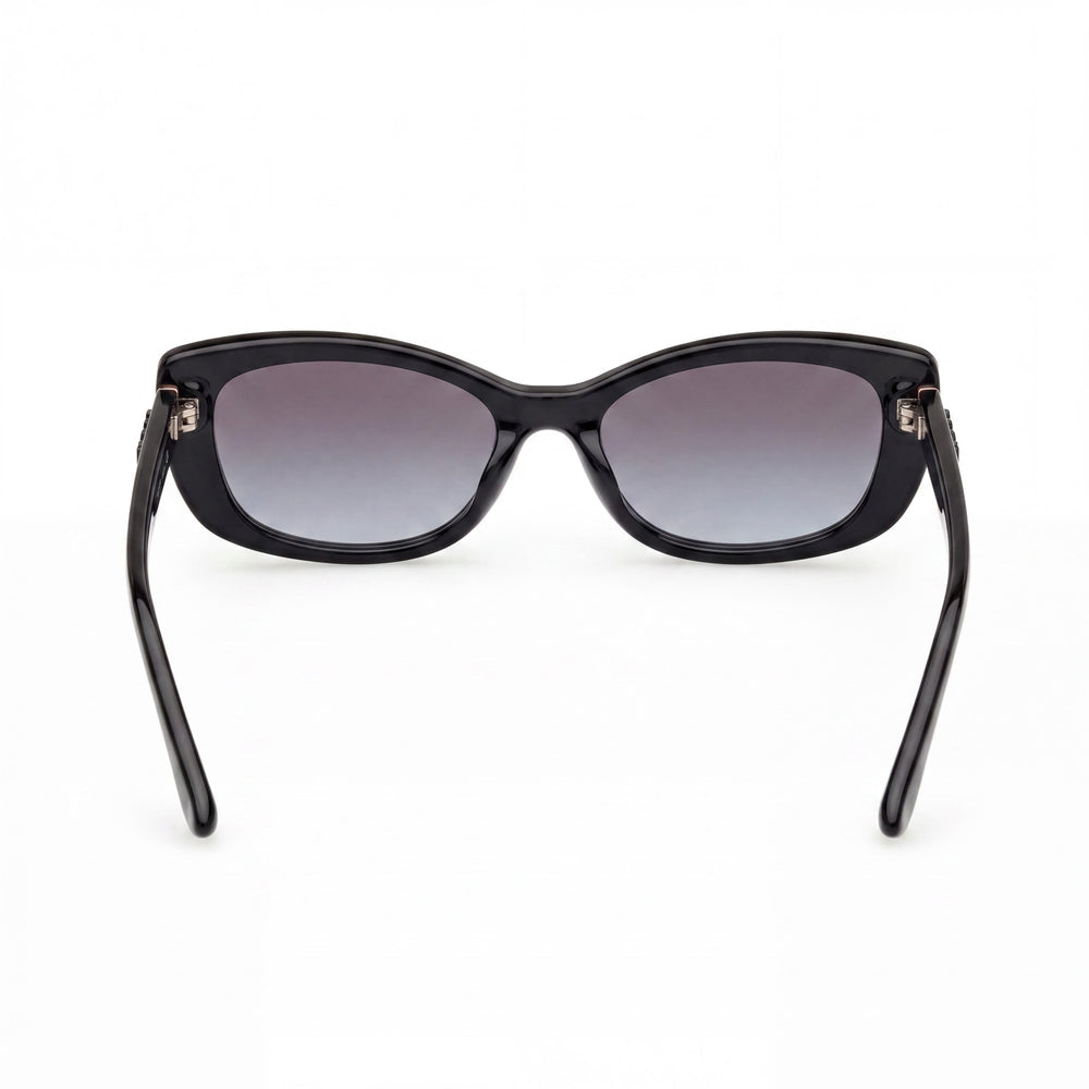 GUESS Women's Cat-eye Style Full Rim Plastic Frame Sunglasses Black Gradient Smoke UV Protected Lens Width 55mm