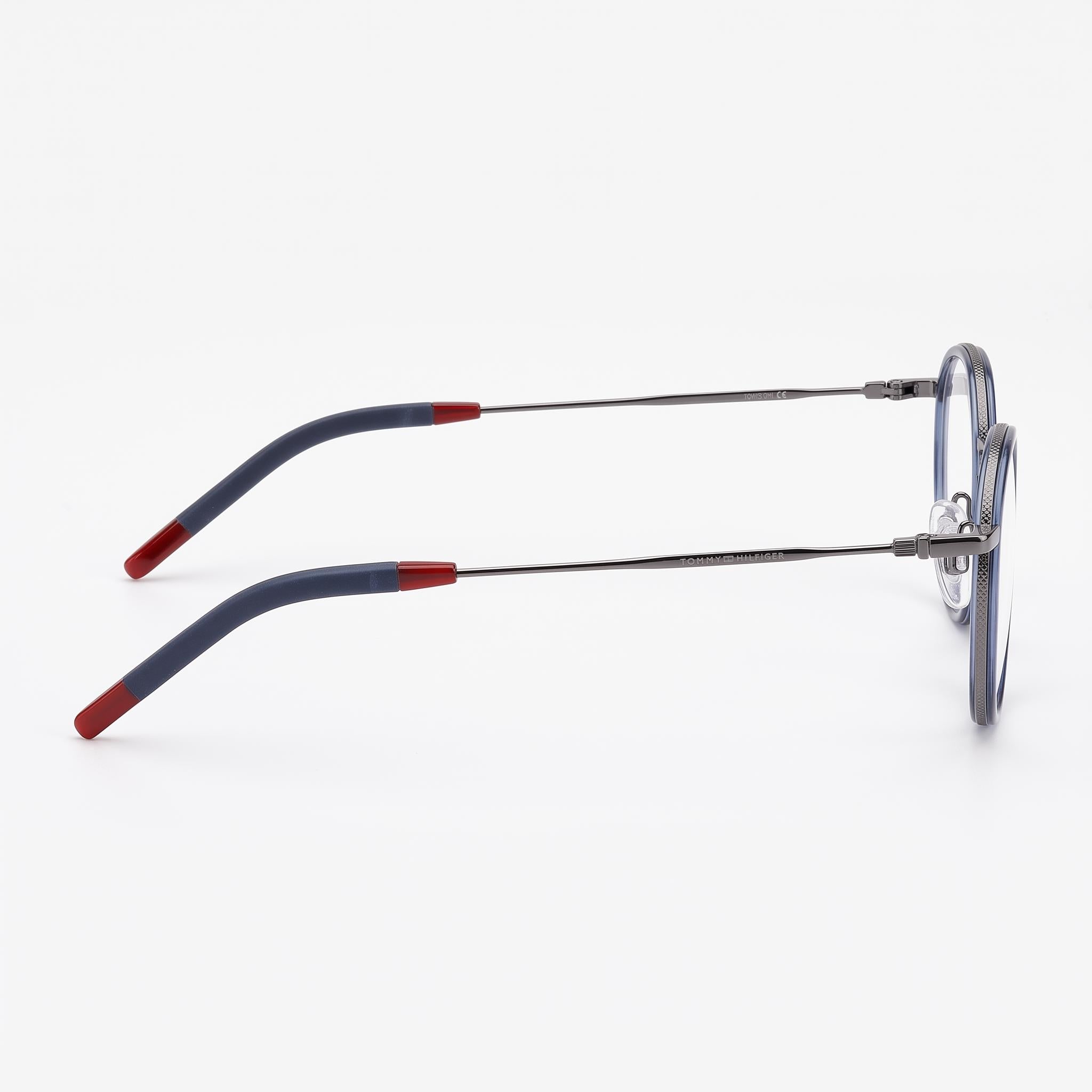 Gafas ópticas Tommy Hilfiger Th 1815 para hombre con montura metálica azul y lentes de policarbonato azul (49-24-150 mm), Photo 3