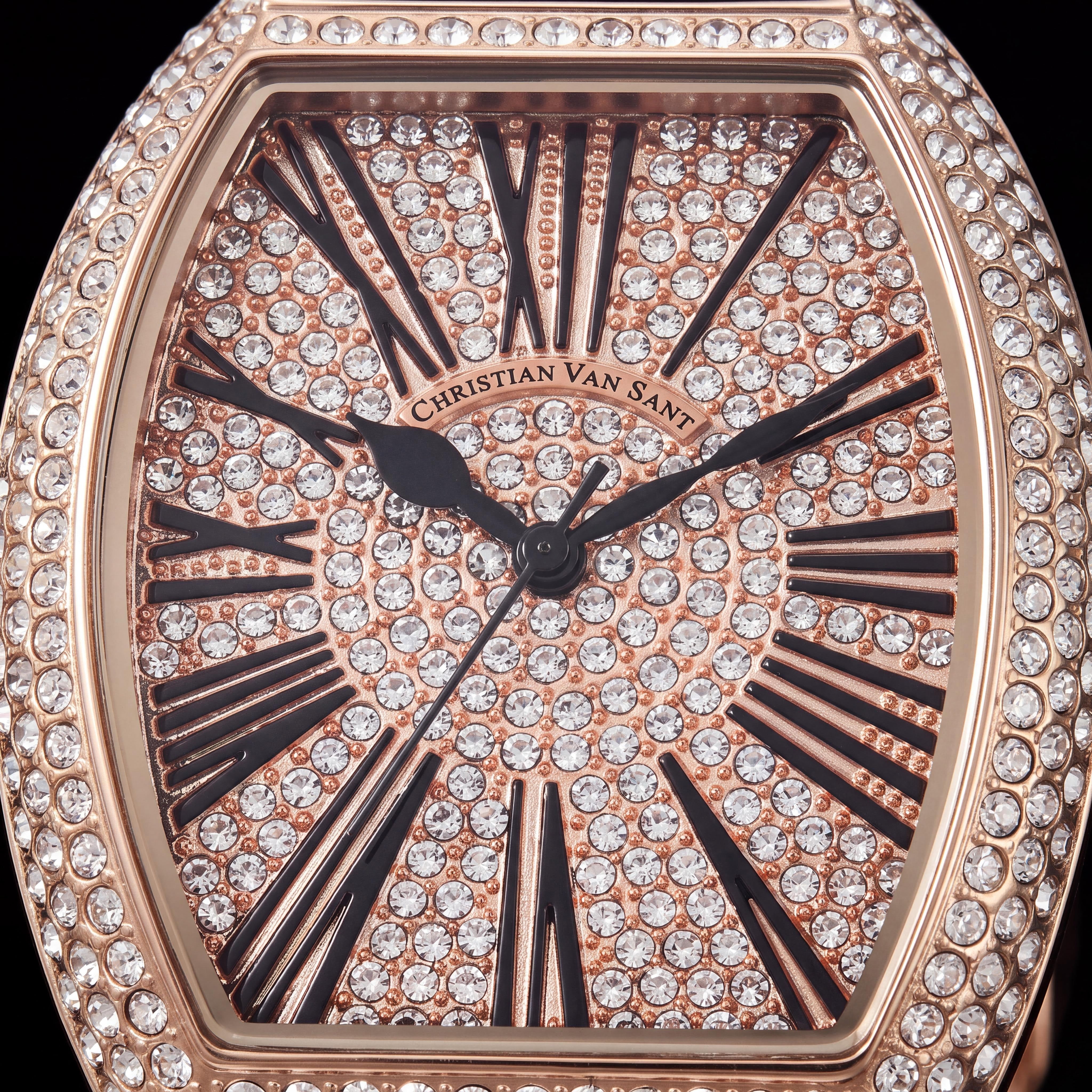 Reloj casual de cuarzo Christian Van Sant para mujer, oro rosa con esfera y bisel de cristal, resistente al agua, cristal mineral resistente a los arañazos, Photo 2