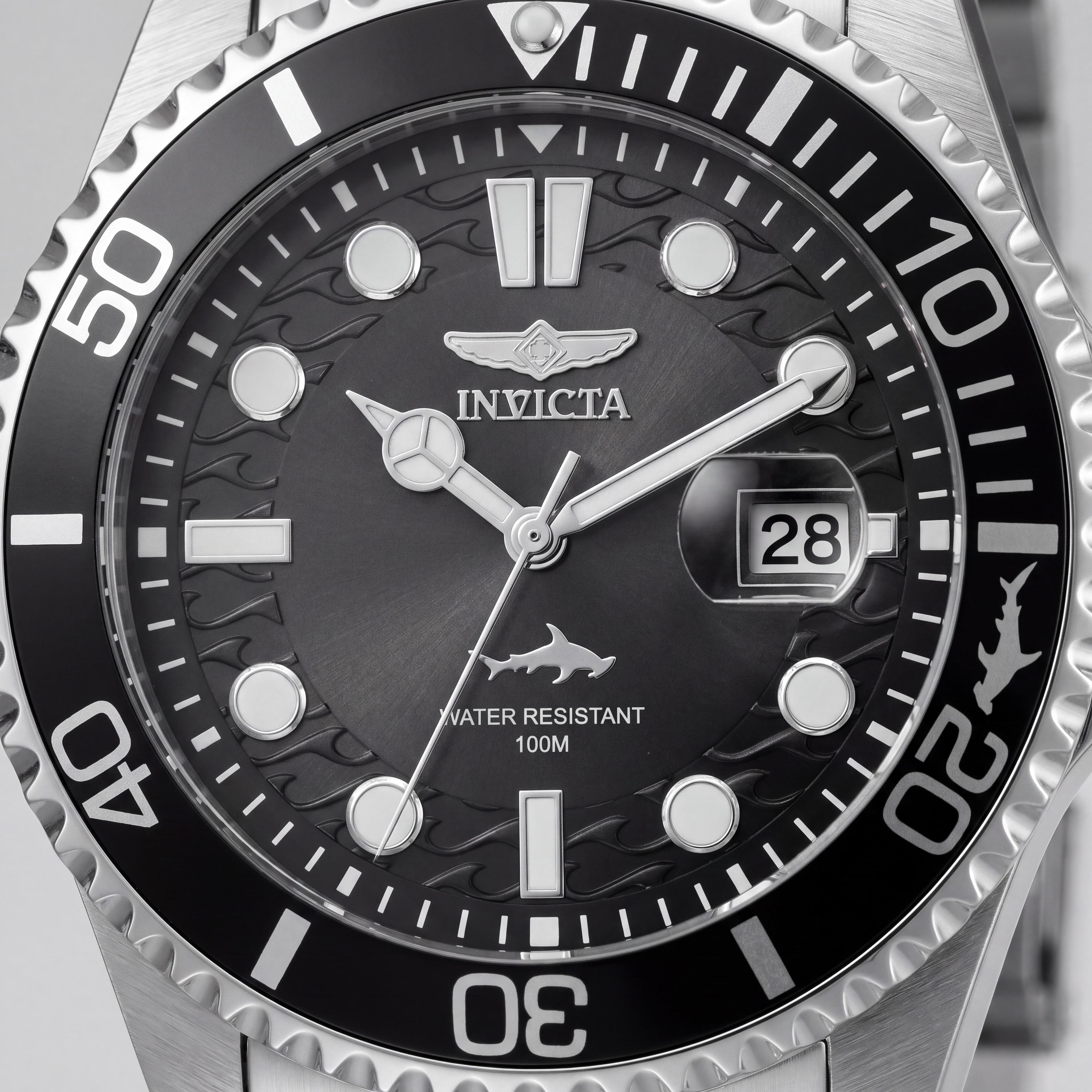 Invicta Diver Quartz Movement Men's Watch, Black Dial, Silver-tone Stainless Steel, 100m Water Resistant, 43mm, Photo 2
