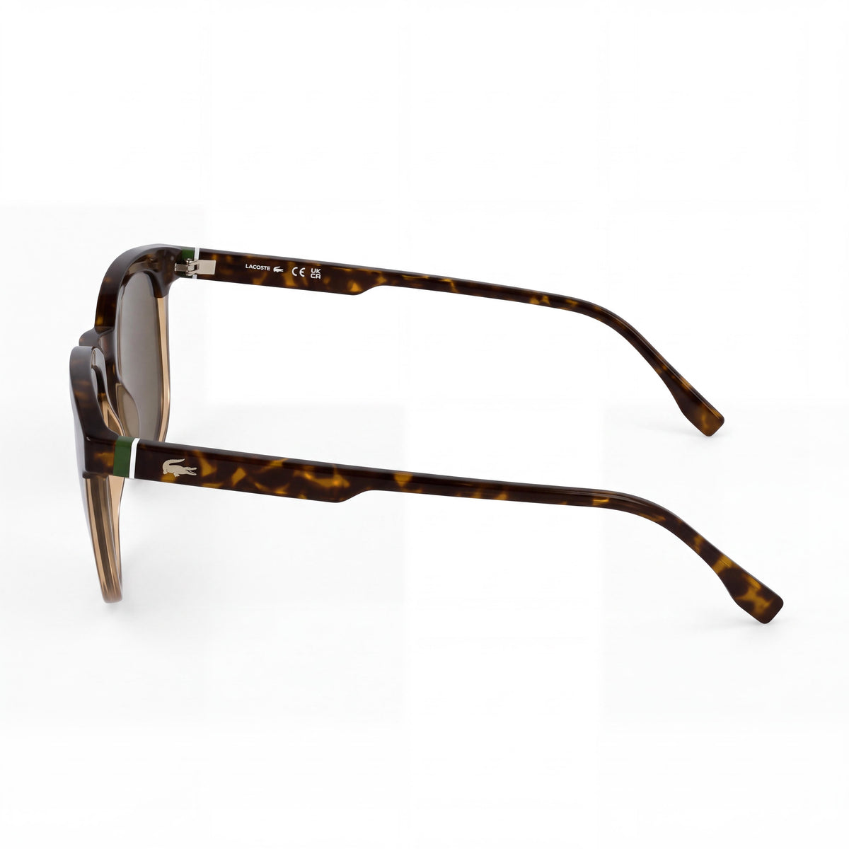 Gafas de sol Lacoste Casual para hombre con montura de plástico, protección UV 400, color habana/caramelo transparente, lentes marrones, 52 mm, Photo 3