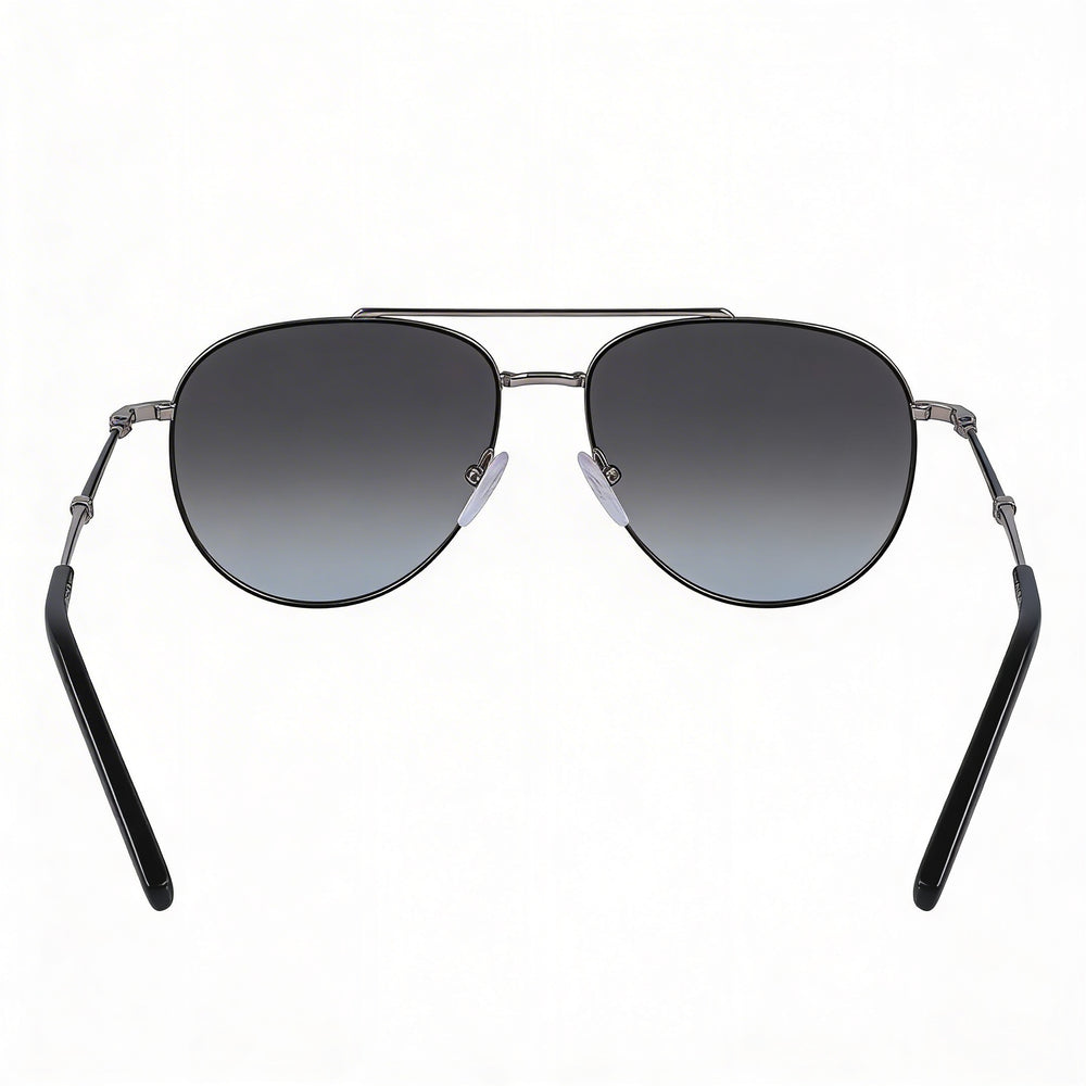 Ferragamo SF 226S Men Pilot Full-Rim Metal Frame Black Gradient Grey Lens 58mm Sunglasses