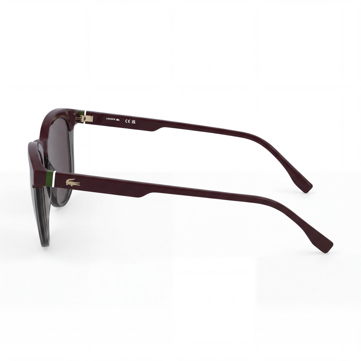 Lacoste L6073s Men's Plastic RXable Sunglasses, Burgundy Transparent Grey, Solid Wine Non-Polarized Lenses, UV 400, 52mm, Photo 3