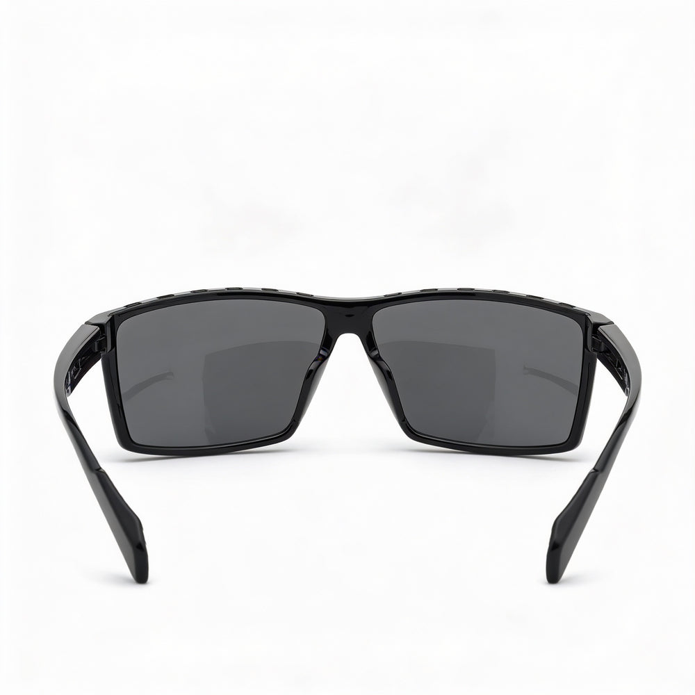 Gafas de sol adidas inyectadas para hombre, montura de plástico negro brillante, lentes polarizadas ahumadas con protección UV de 63 mm
