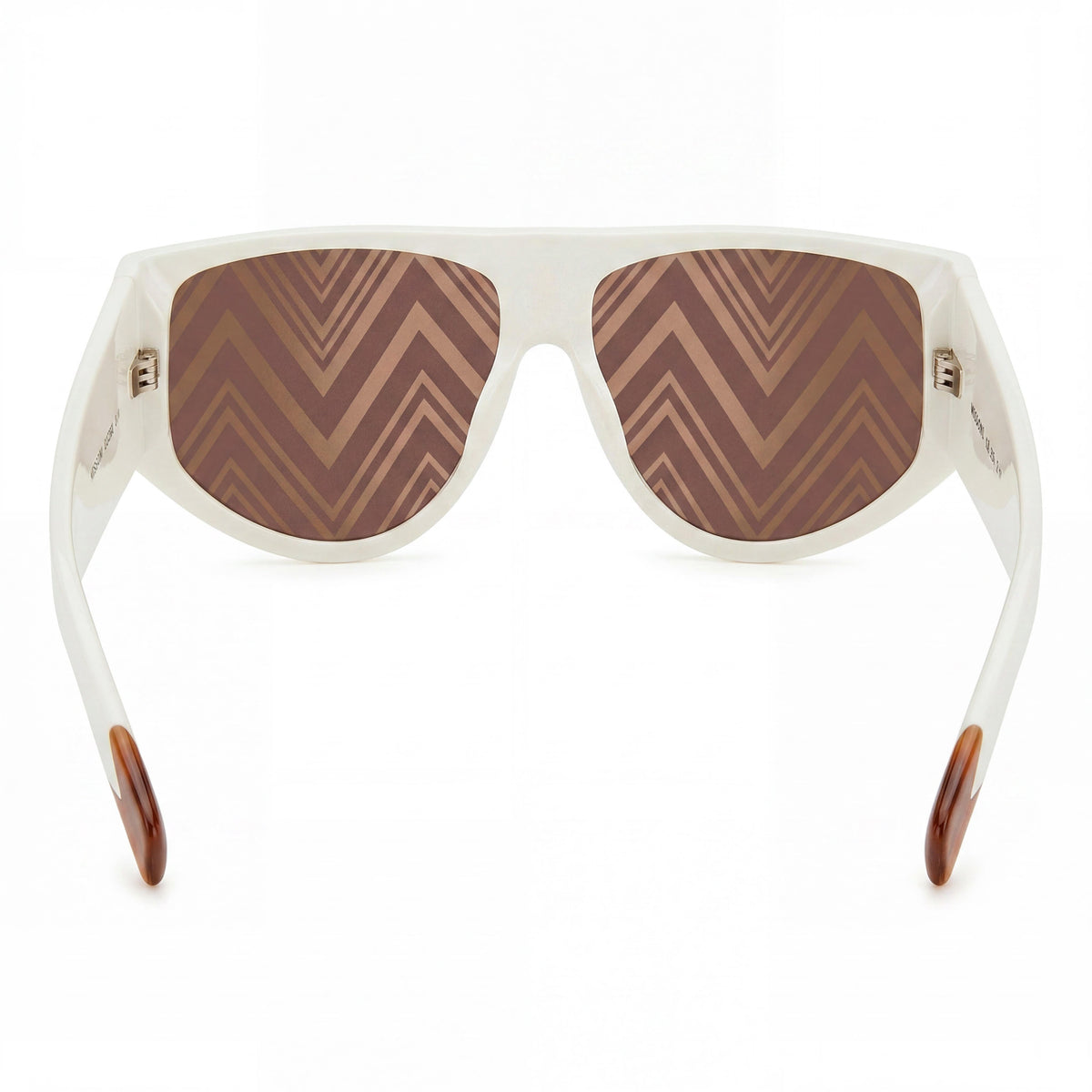 M Missoni Missoni Gafas de sol de acetato cuadradas de mujer, color marfil y marrón, lentes doradas con efecto espejo de 61 mm, Photo 4