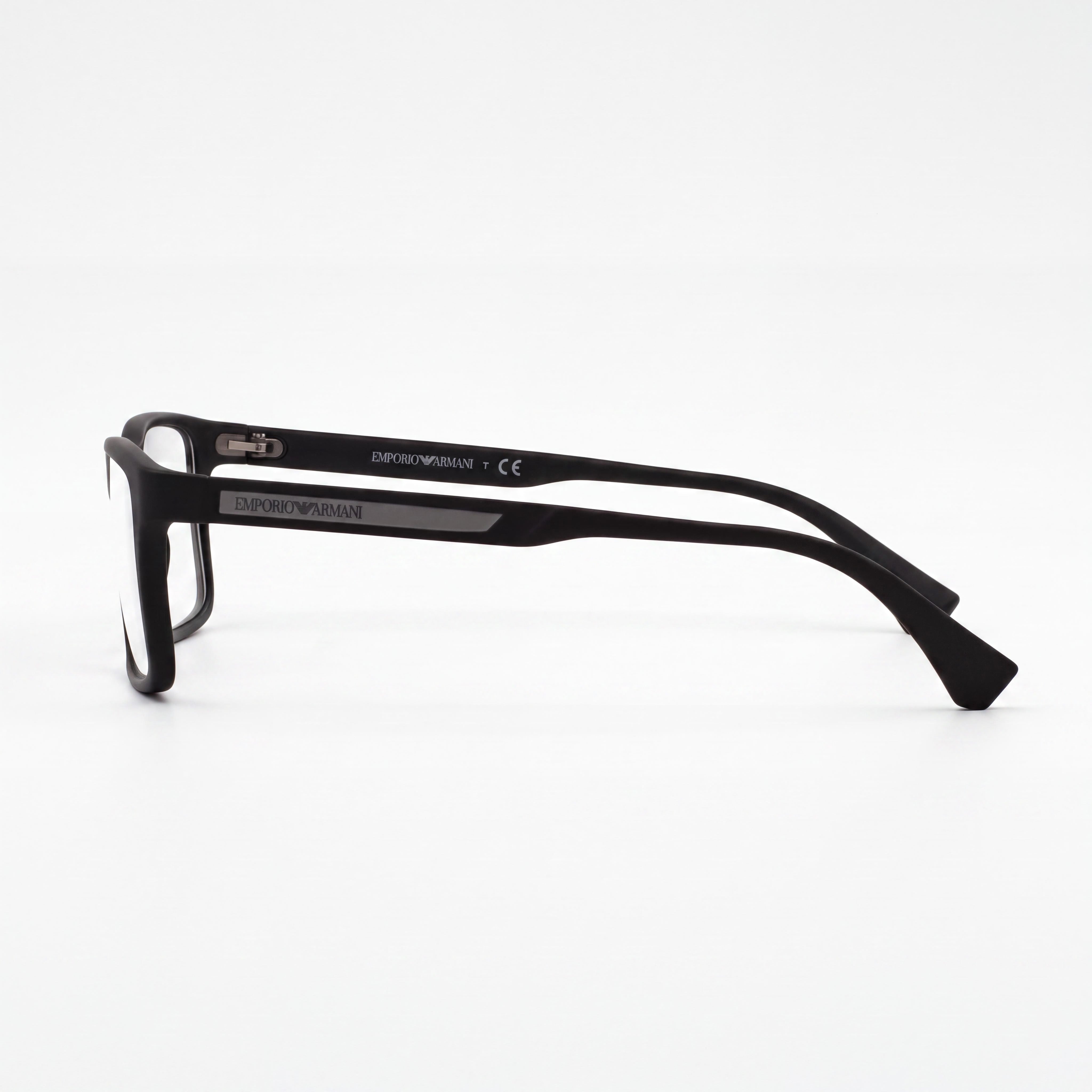 Emporio Armani EA3038 Men's Full Rim Rectangle Plastic Frame Eyeglasses Rubber Black Lens Width 54mm, Photo 3