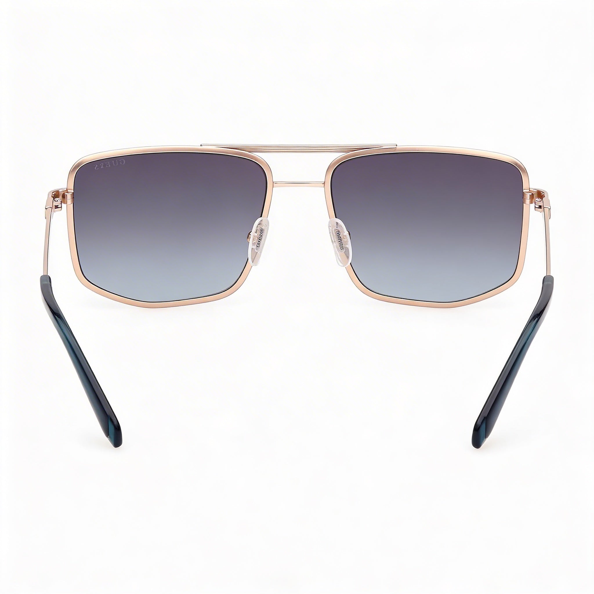 Gafas de sol de mujer Guess Metal Navigator, montura oro pálido satinado brillante, lentes UV azules degradadas, 57mm, Photo 4