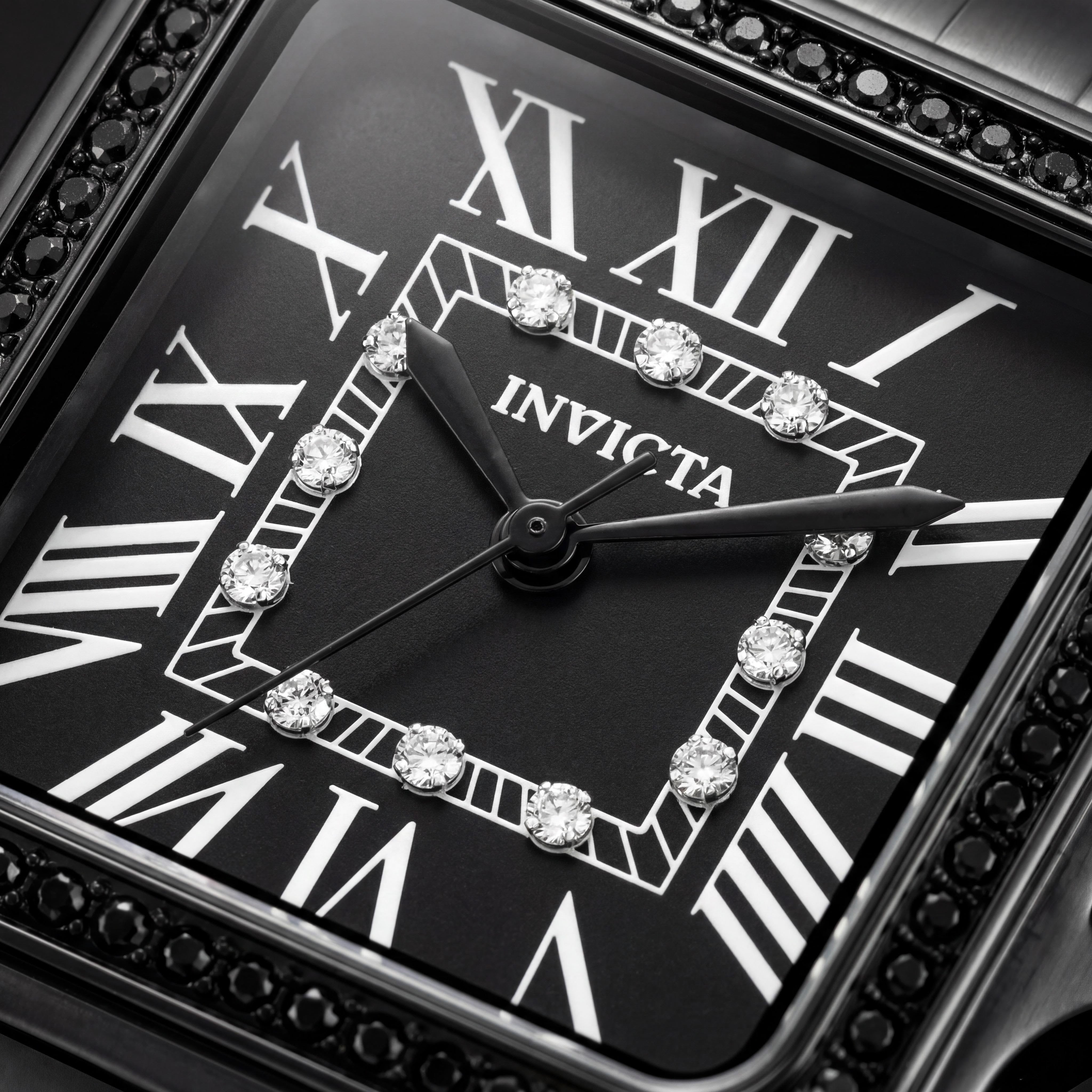 Invicta Angel 50581 Reloj de pulsera de cuarzo de acero inoxidable negro para mujer, cristal mineral, 28 mm, resistente al agua 3 ATM, Photo 2