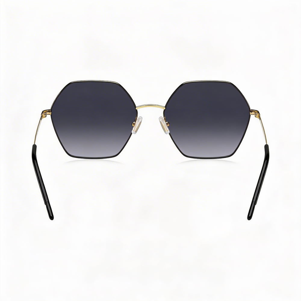 Hugo Boss BOSS 1589/S Gafas de Sol Redondas para Mujer Ligeras y Minimalistas en Acero Inoxidable Negro Dorado Gris con Protección UV y Cristales Gris Oscuro Degradado 57-17-140