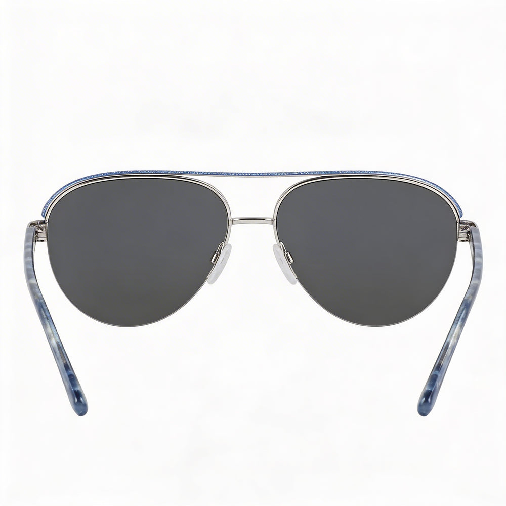 BEBE Classic Women's Eyewear, Silver Acetate Frame, Multicolor Polycarbonate Lenses, Lightweight, Size 57-15-140