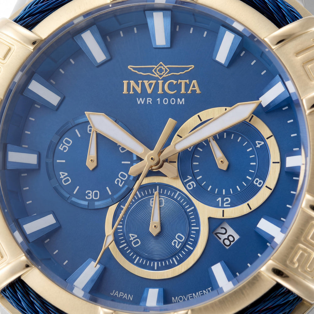 Invicta Bolt 49903 Reloj de pulsera unisex de cuarzo de acero inoxidable de 51 mm con esfera azul y resistencia al agua de 10 ATM