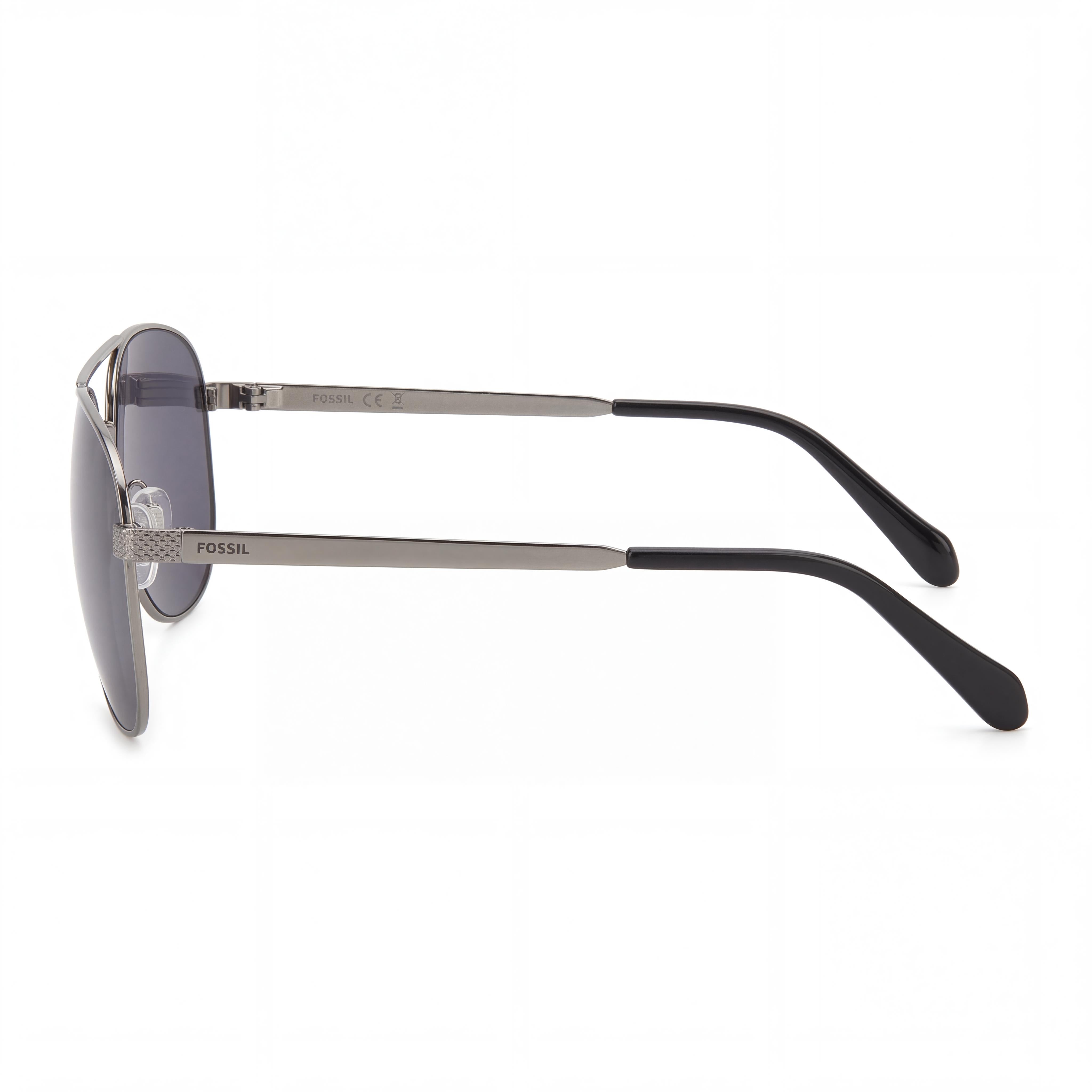 Fossil Women's Square Stainless Steel Sunglasses Matte Dark Ruthenium 100% UV Protection 60mm, Photo 3
