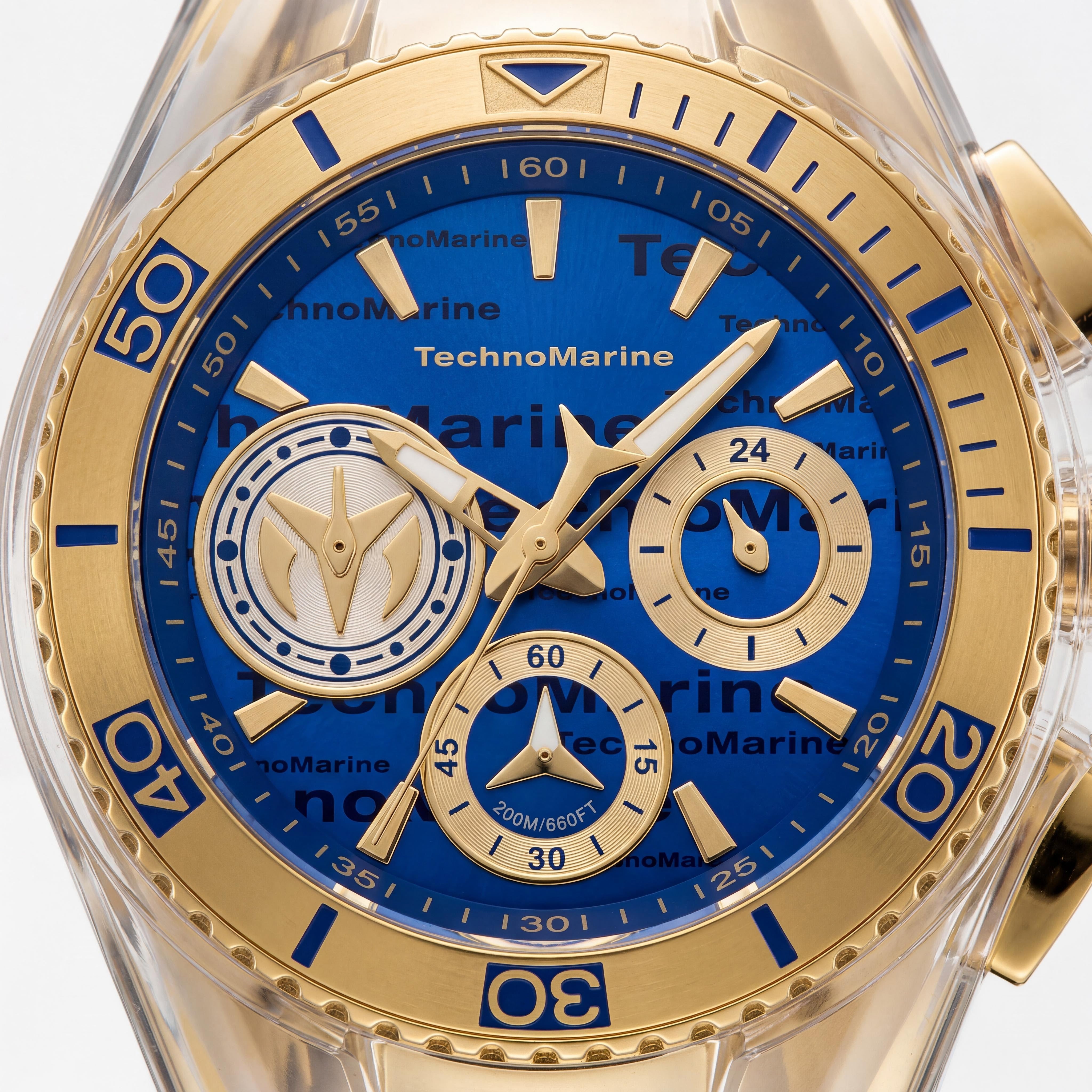 TechnoMarine Women's Quartz Watch Blue Mother-Of-Pearl Dial Black Silicone Strap Gold-Tone Steel Case 200M WR 40.57mm, Photo 2