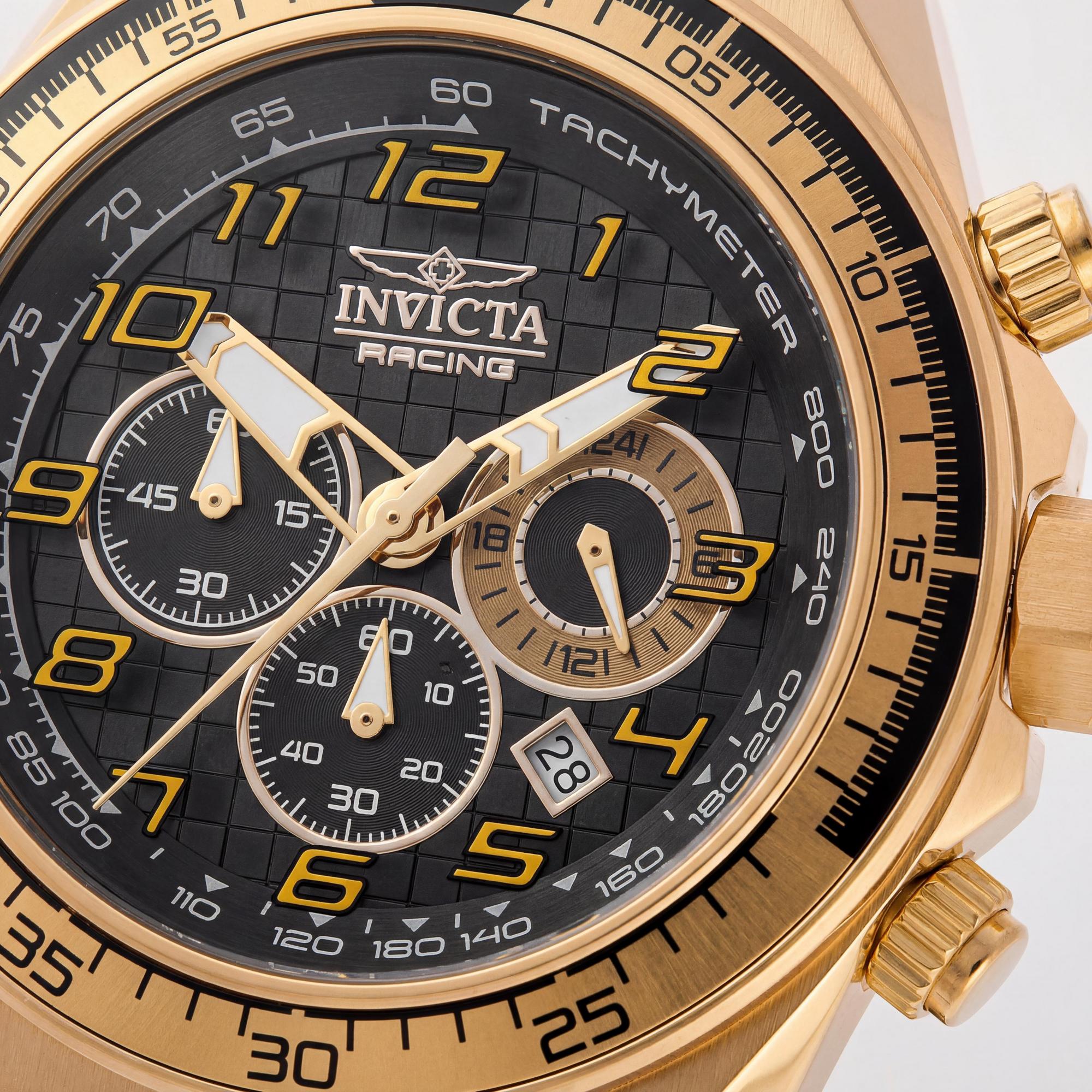 Reloj unisex Invicta Racing 47903 de cuarzo con cronógrafo en tono dorado y esfera negra con pulsera de acero inoxidable de 50 mm., Photo 2