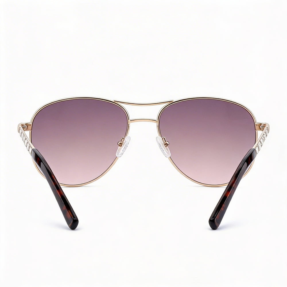GUESS Women's Multicoloured Metal Frame Brown Lens Non-Polarized 100% UV Protection Sunglasses 61mm