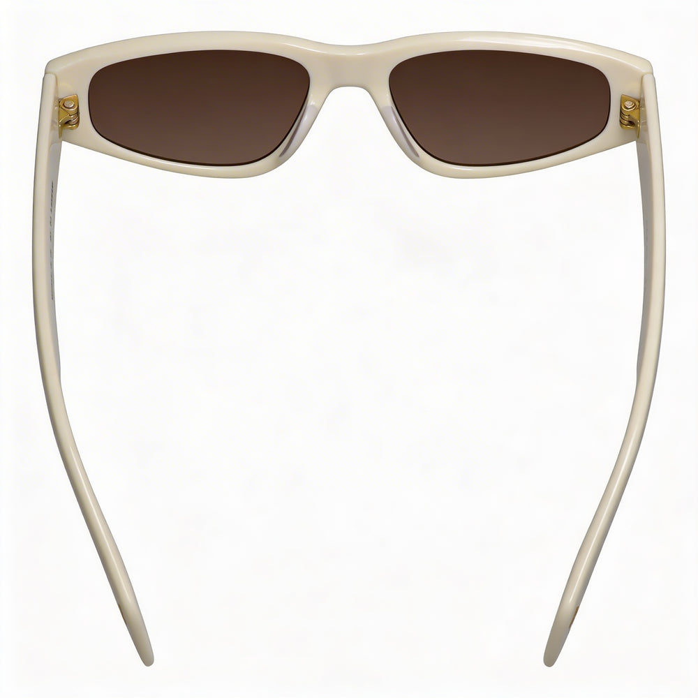 Gafas de sol de ojo de gato para mujer Rag & Bone RNB1047/G/S, armazón de acetato crema y dorado, lentes marrones no polarizadas, protección UV del 100 %, 55 mm