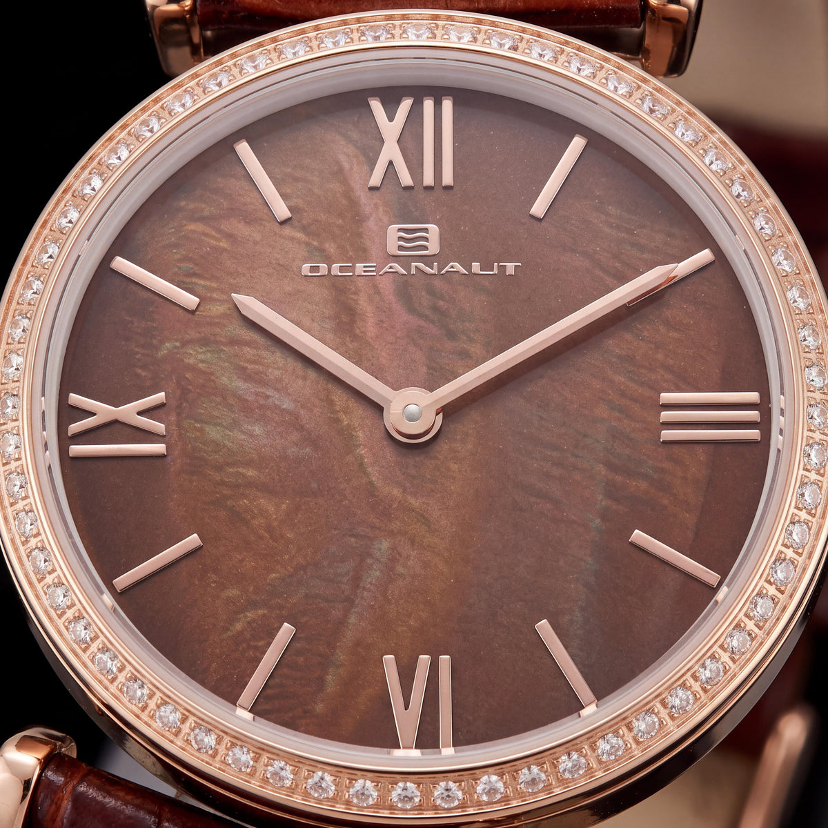 Oceanaut Quartz Movement Women’s Watch, Brown Mother of Pearl Dial, Crystals on Bezel, Water Resistant 3 ATM, Photo 2