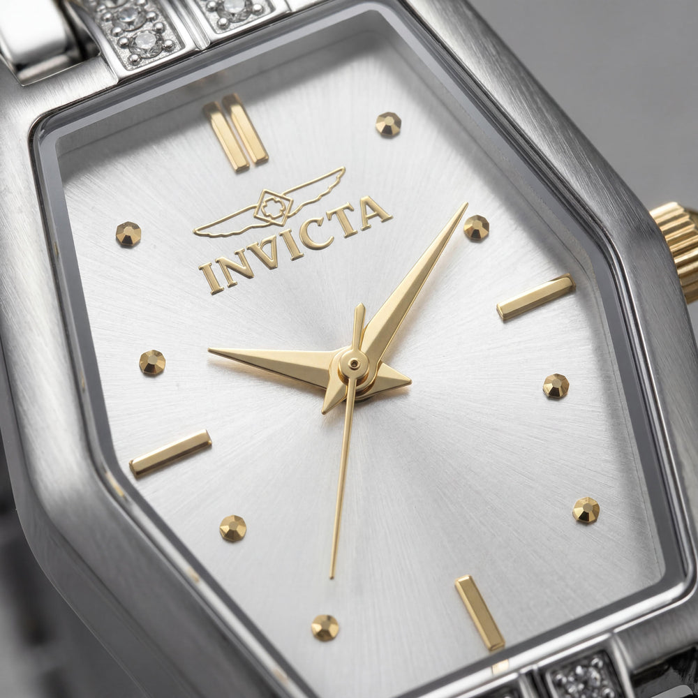 Invicta 48133 Angel Classic Reloj de cuarzo de mujer de 20 mm, tono dorado, esfera plateada