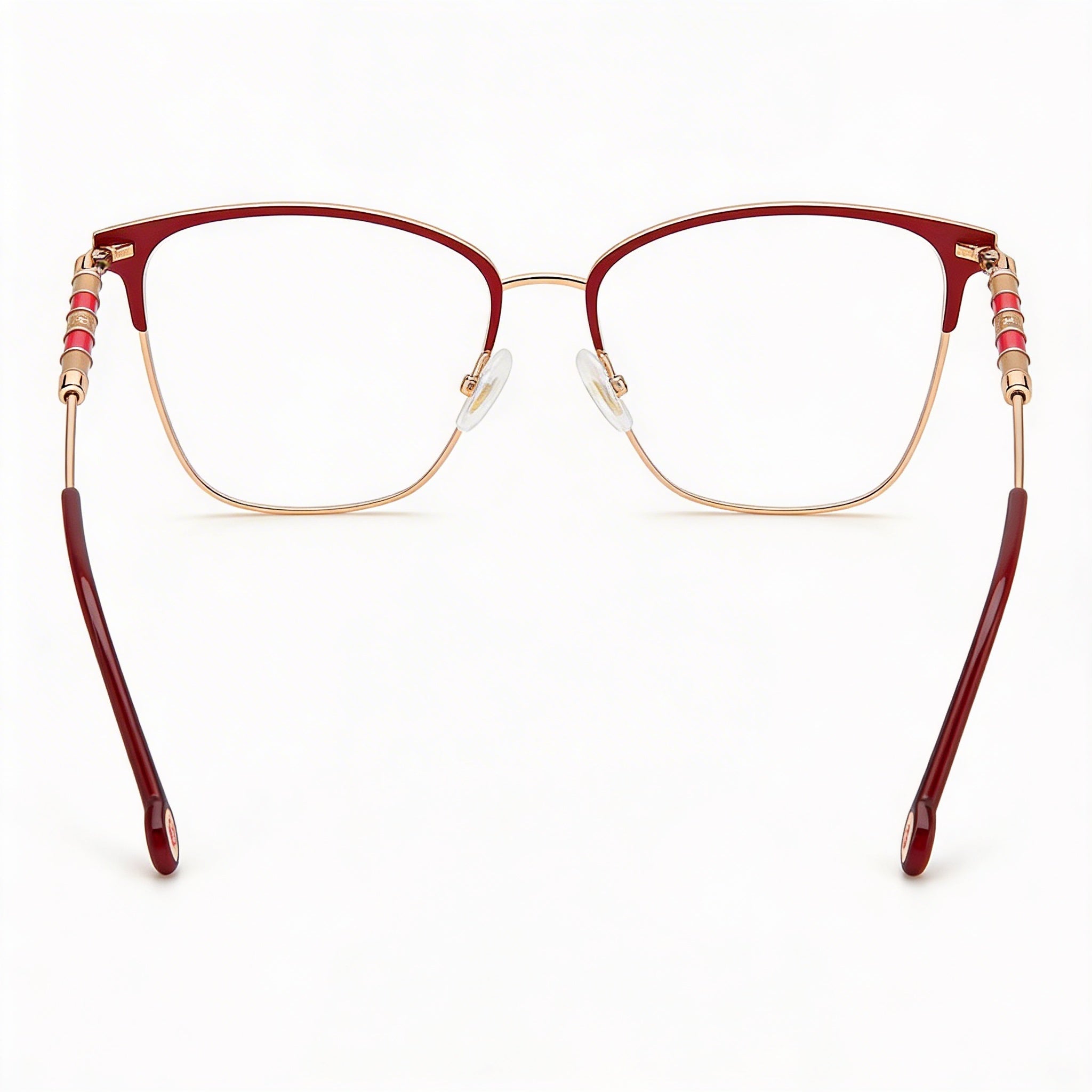Carolina Herrera Ch 0040 Women's Rectangular Stainless Steel Burgundy Coppergold Eyeglasses 54mm, Photo 4