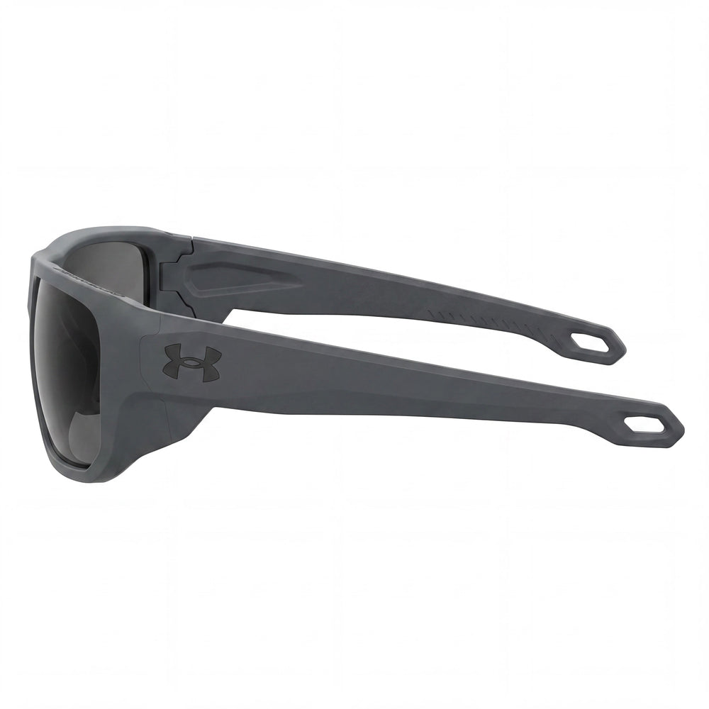 Gafas de sol Under Armour Ua Attack 2 unisex con montura de poliamida, protección UV polarizada, color gris mate, lentes grises 63-16-130