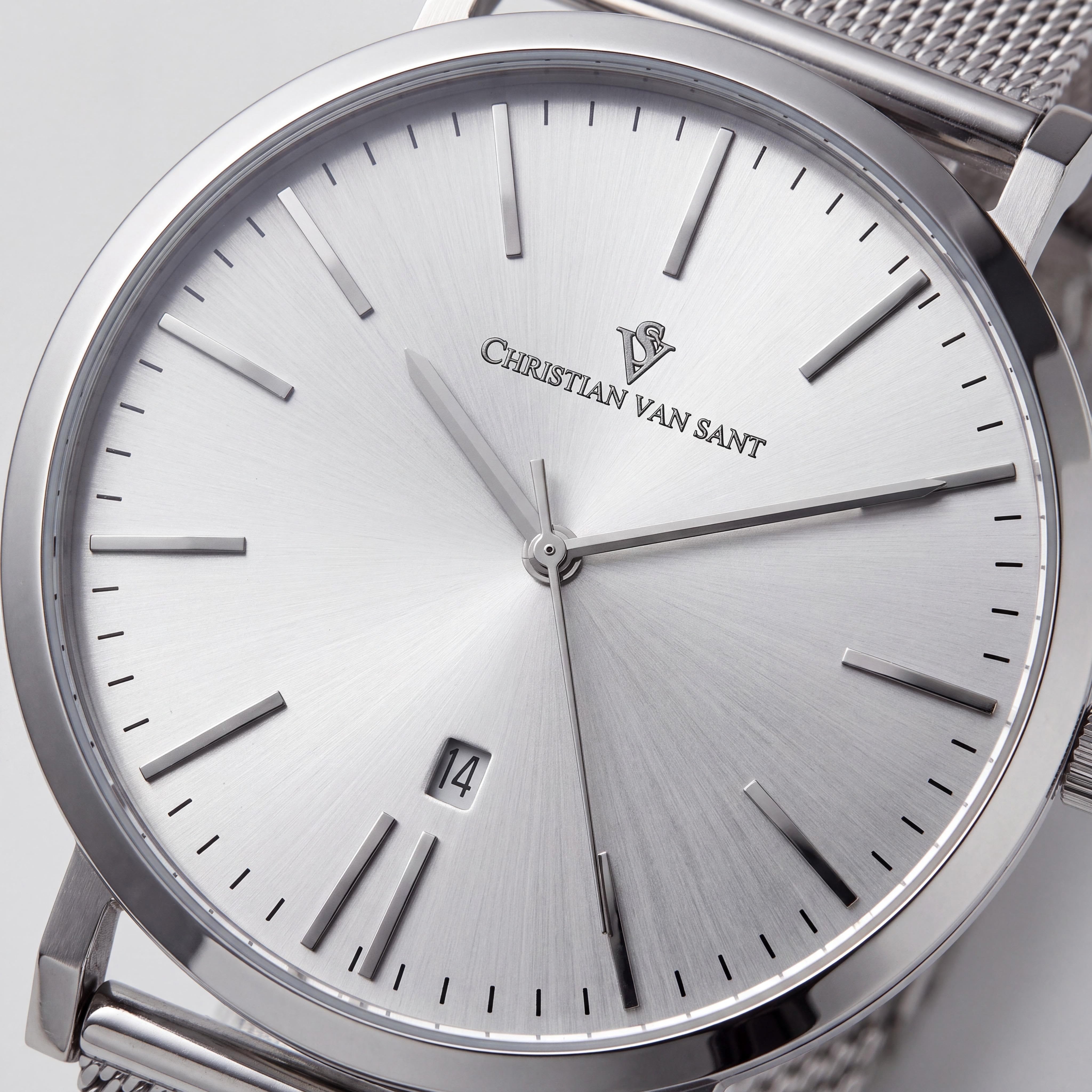 Christian Van Sant CV4323 Men's Paradigm Silver Dial Stainless Steel Quartz Movement Water Resistant Watch, Photo 2
