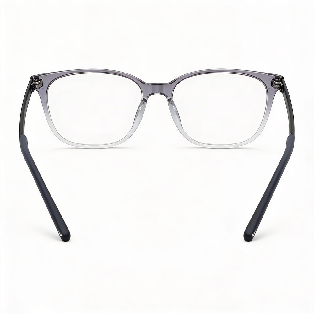 Nike Women's 7283 Plastic Frame Eyeglasses, Featuring Dark Grey Clear Fade Frame, Lens Width 52mm