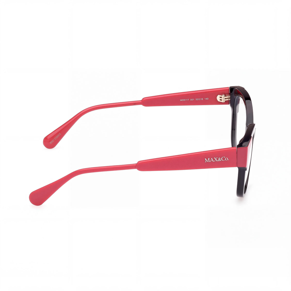Montura de gafas Max & Co. para mujer, estilo redondo, de plástico negro con lentes transparentes - Lente de 52 mm, puente de 16 mm, varilla de 140 mm, Photo 2