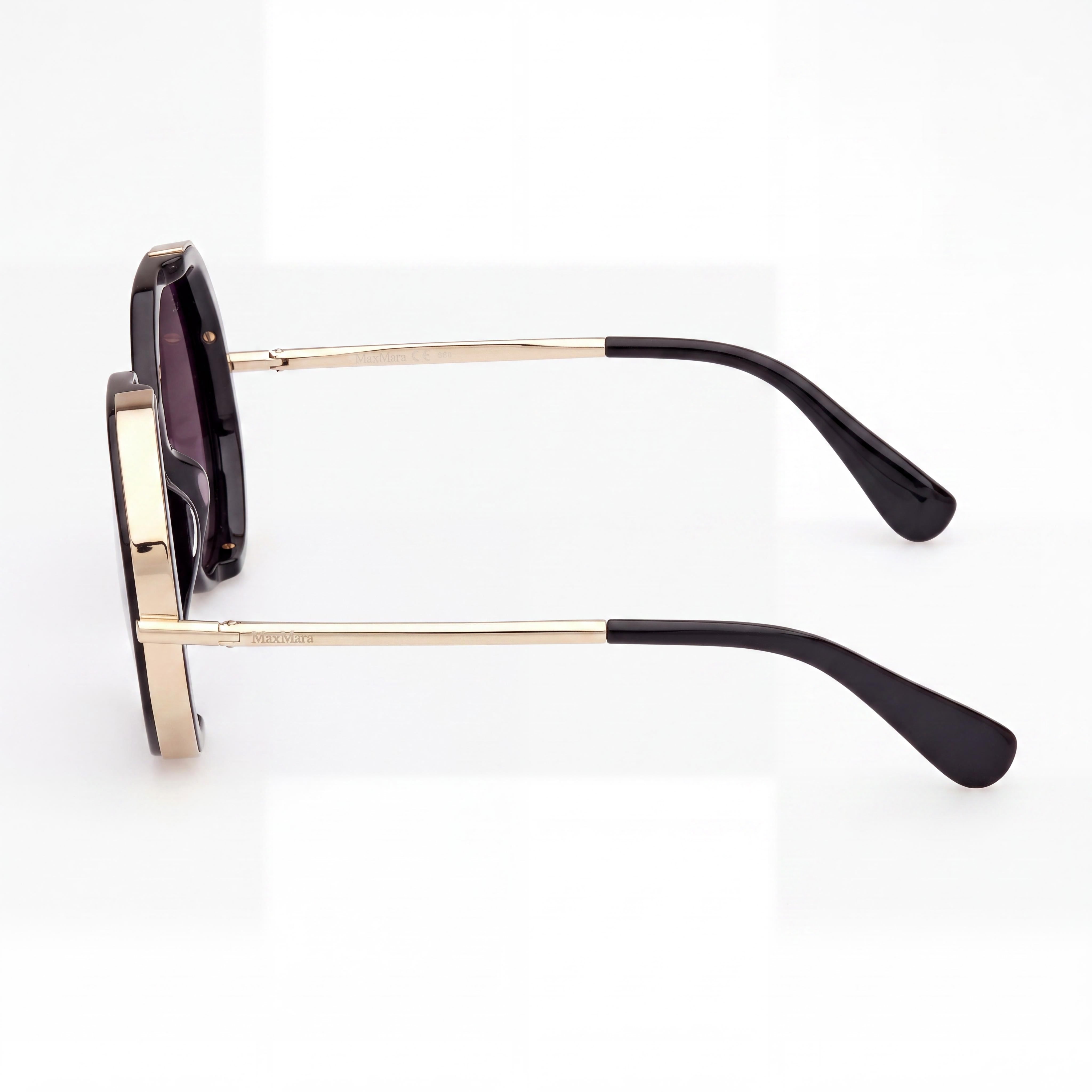 Gafas MaxMara Clásico para mujer de acetato negro brillante no polarizadas 55-17-135, Photo 3