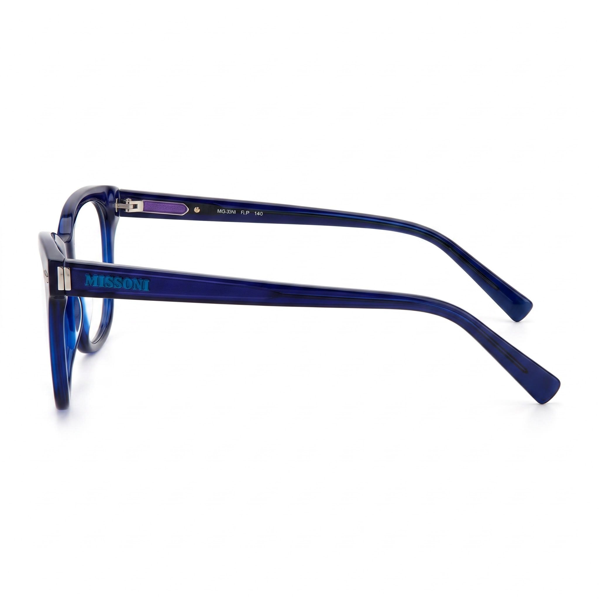 Missoni Modern Eyeglasses with a Transparent Blue Acetate Frame and Polycarbonate Lenses 52mm, Photo 3