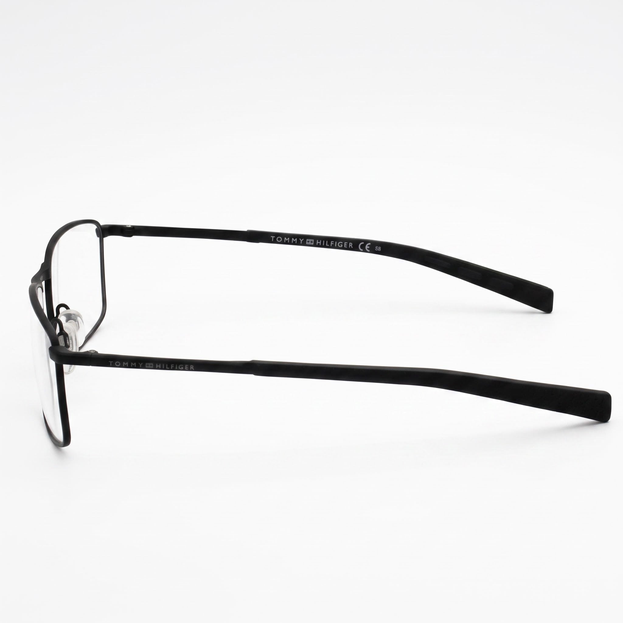 Tommy Hilfiger TH 1783 Unisex Rectangular Matte Black Metal Eyeglasses, Lens 57mm Bridge 18mm Temple 140mm, Photo 2