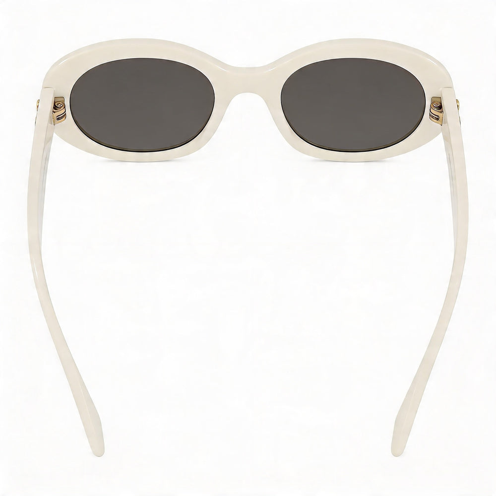 Celine CL40194U Unisex Oval Marfil Acetato Montura Gris Sólido Poliamida Lentes Ajuste Puente Alto
