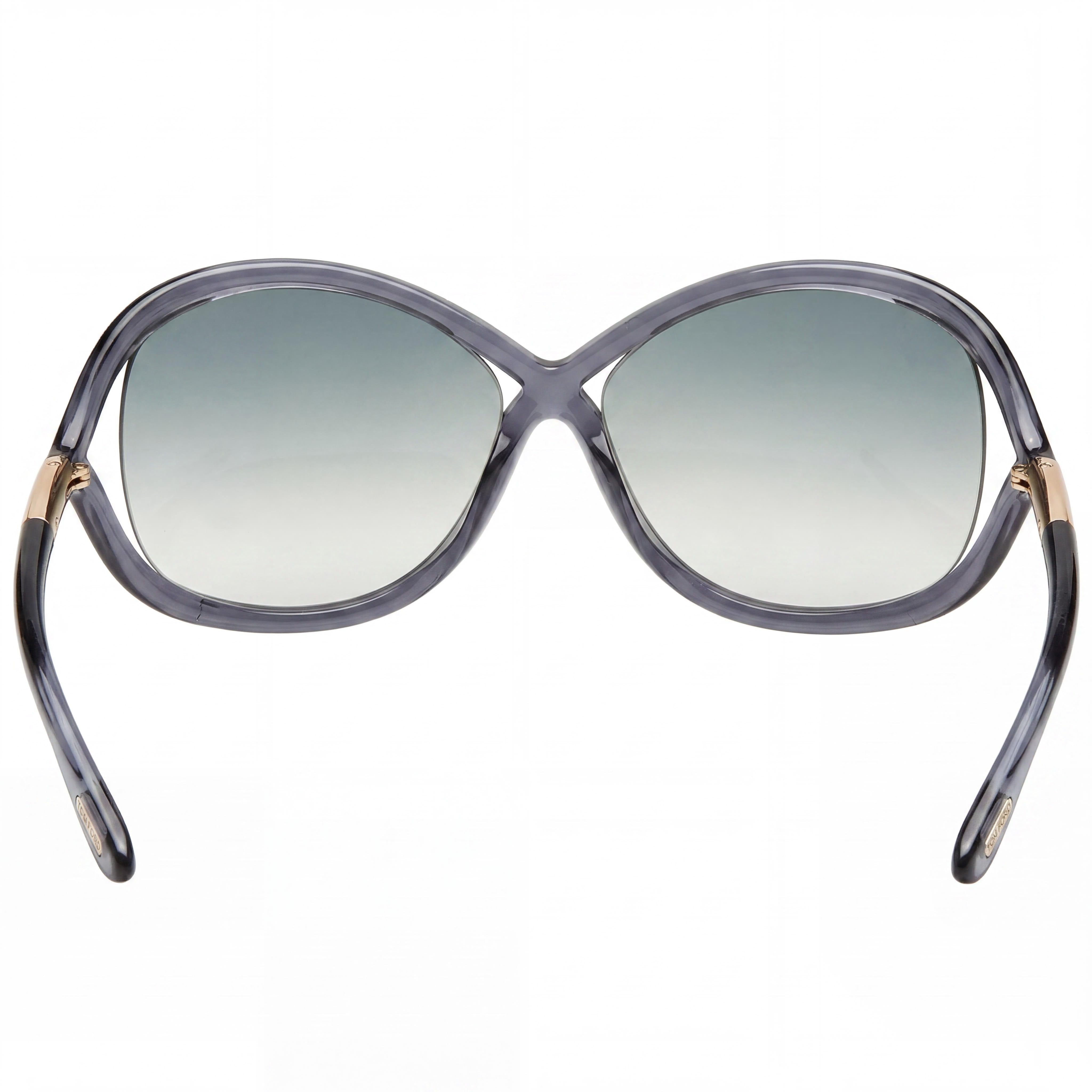 Tom Ford Ft0009 Unisex Black Acetate Frame Dark Grey Lens Sun-Reader UV Protection Sunglasses 64-14-110, Photo 3