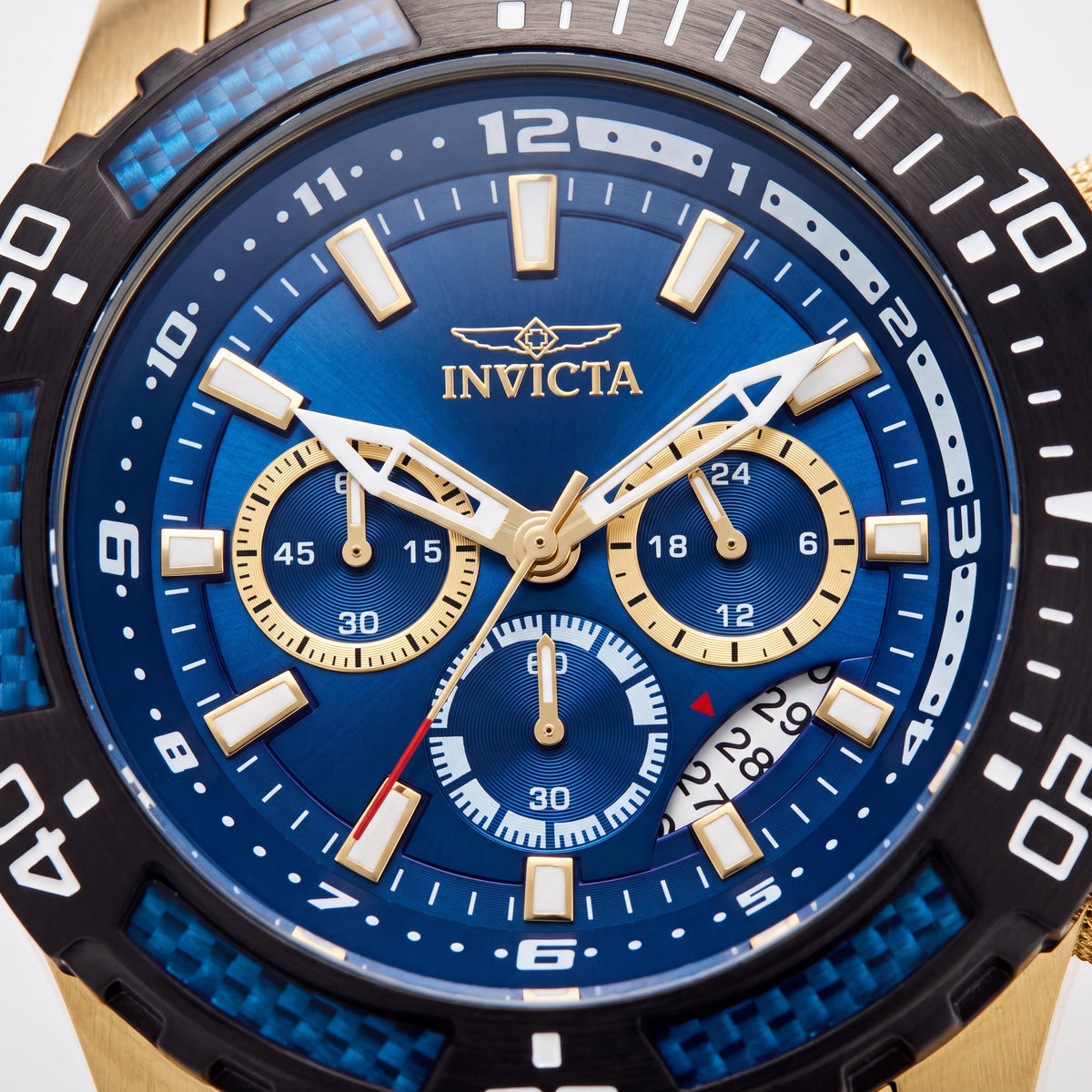Invicta Pro Diver 24856 Reloj Cronógrafo de Pulsera para Hombre de Acero Inoxidable Tono Dorado con Esfera Azul 51mm, Photo 2