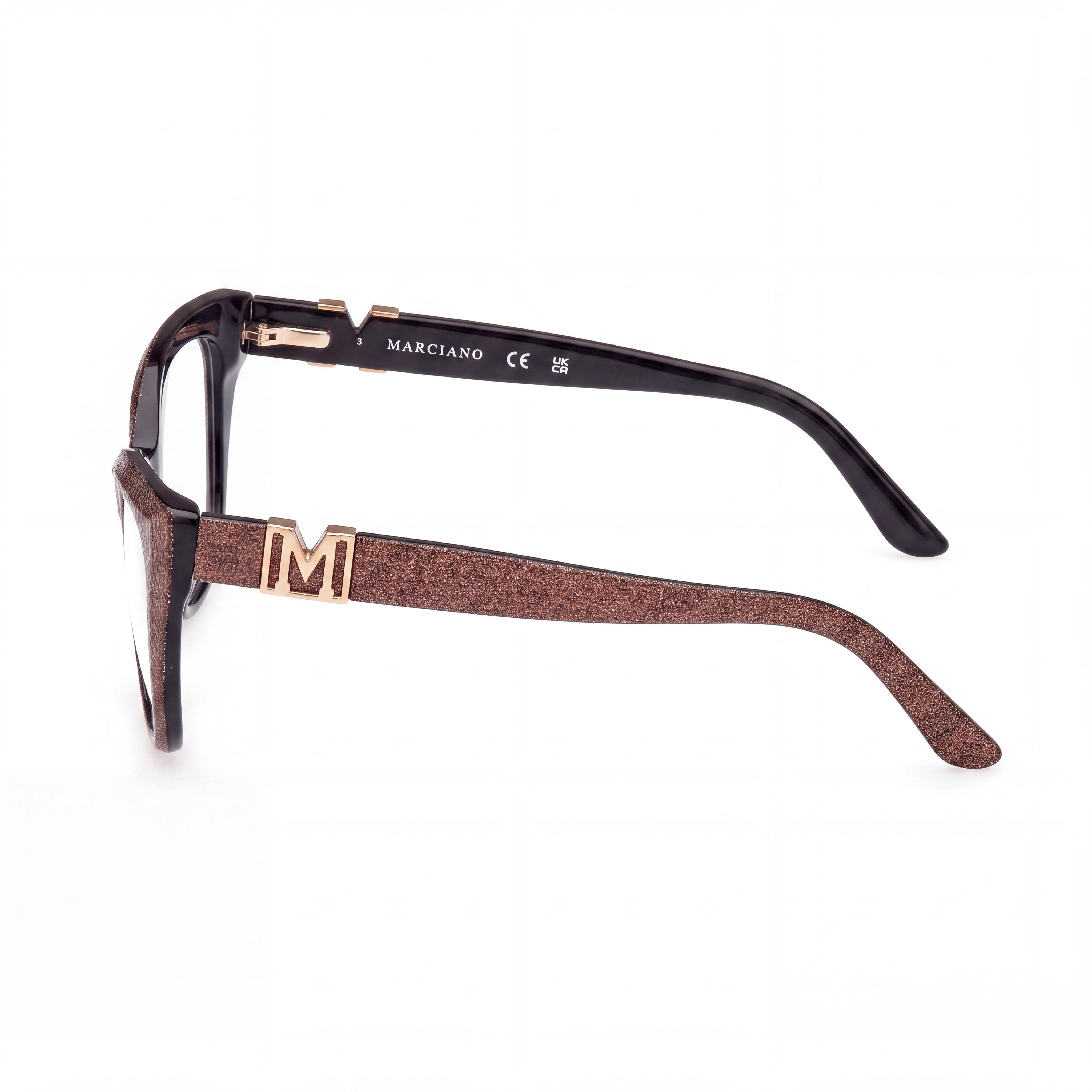 GUESS by Marciano GM 50008 Women's Eyewear with Shiny Black Plastic Frame and Polycarbonate Lenses, Size 55, Photo 3