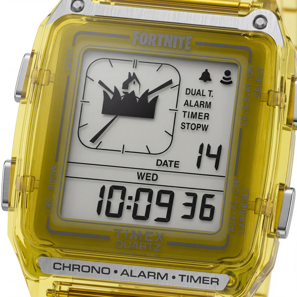 Reloj Timex Fortnite Collection Transparente Amarillo de Resina Analógico-Digital Resistente al Agua para Hombre