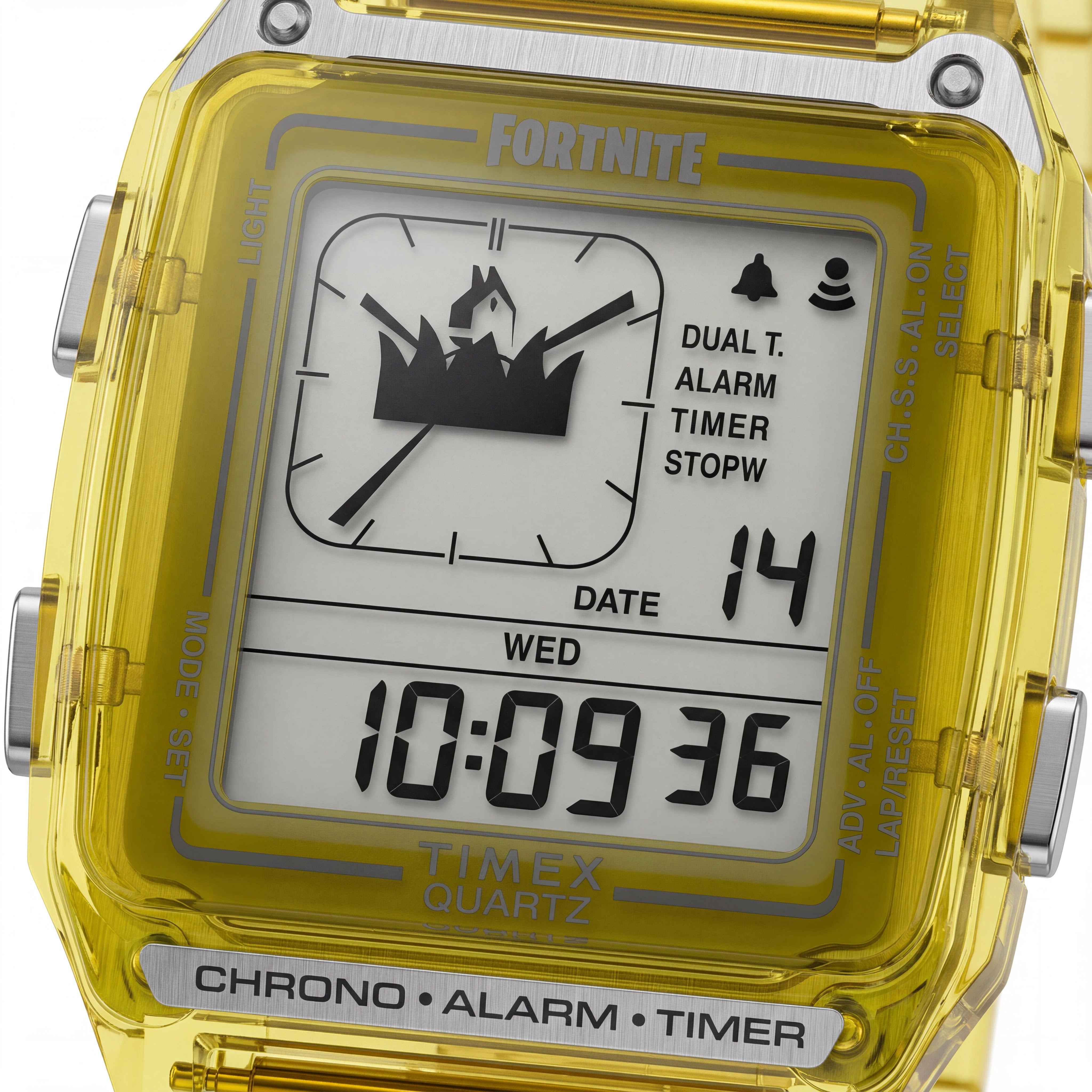 Timex Fortnite Collection Modern Men's Translucent Yellow Resin Analog-Digital Water Resistant Watch, Photo 2