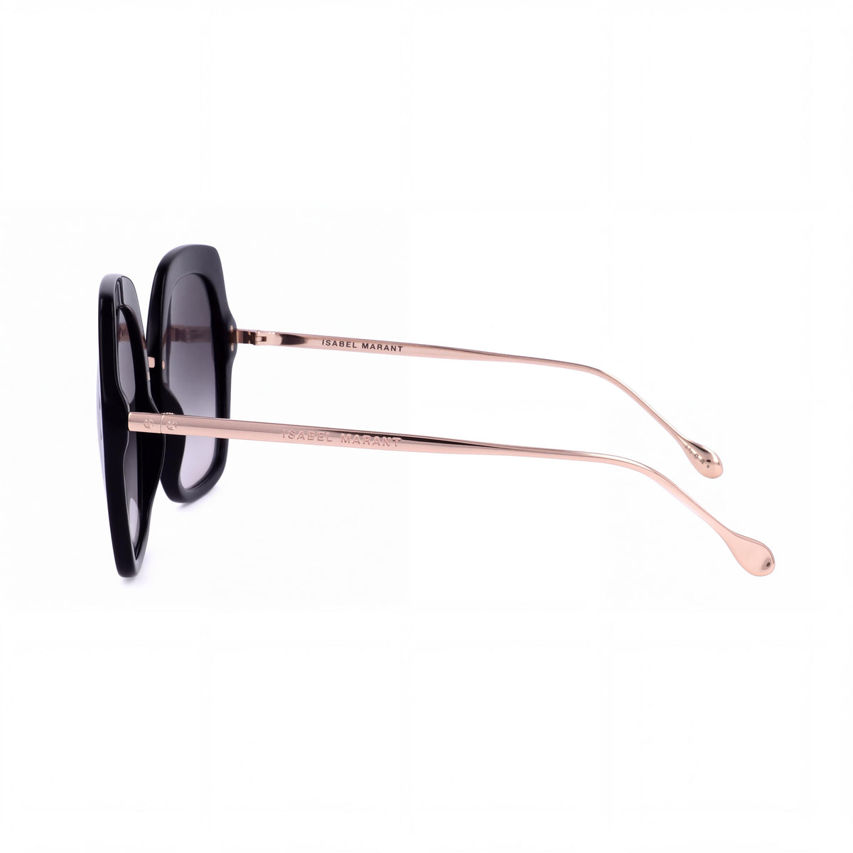 Isabel Marant Women's Square Sunglasses Black Gold Acetate Metal Frame Grey UV 400 Lenses 55mm, Photo 3