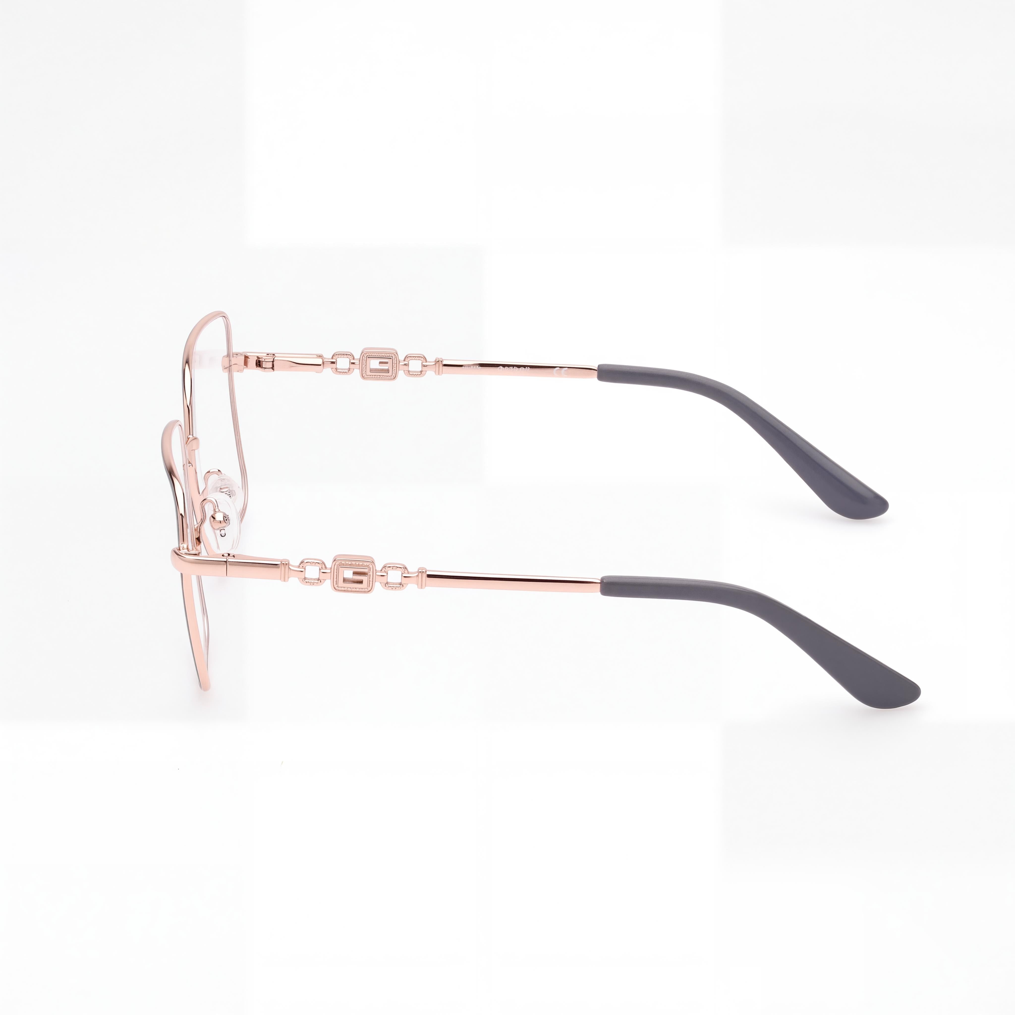 Gafas de mujer GUESS GU2953 con montura de metal gris brillante y lentes de policarbonato transparente, ancho de lente 140 mm, Photo 2