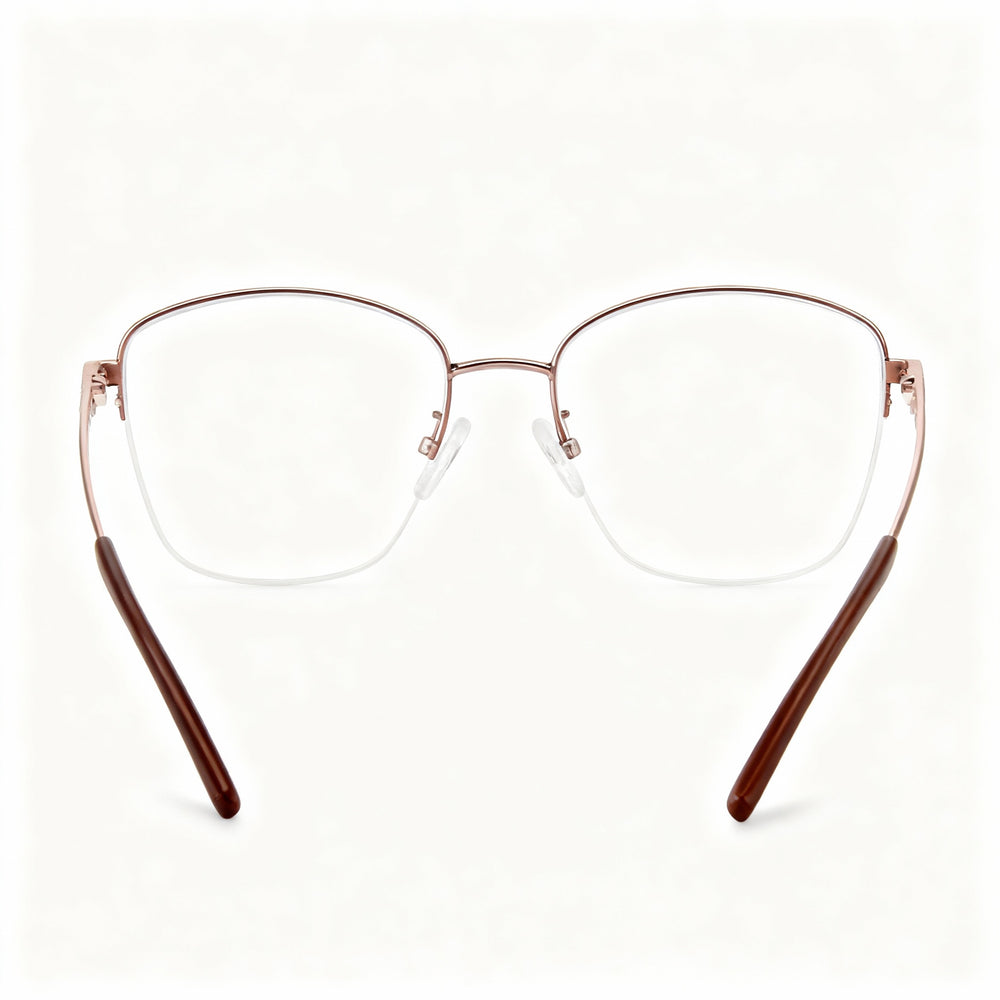 Adensco Men's Rectangular Optical Eyeglasses with Burgundy Metal and Plastic Frame Construction