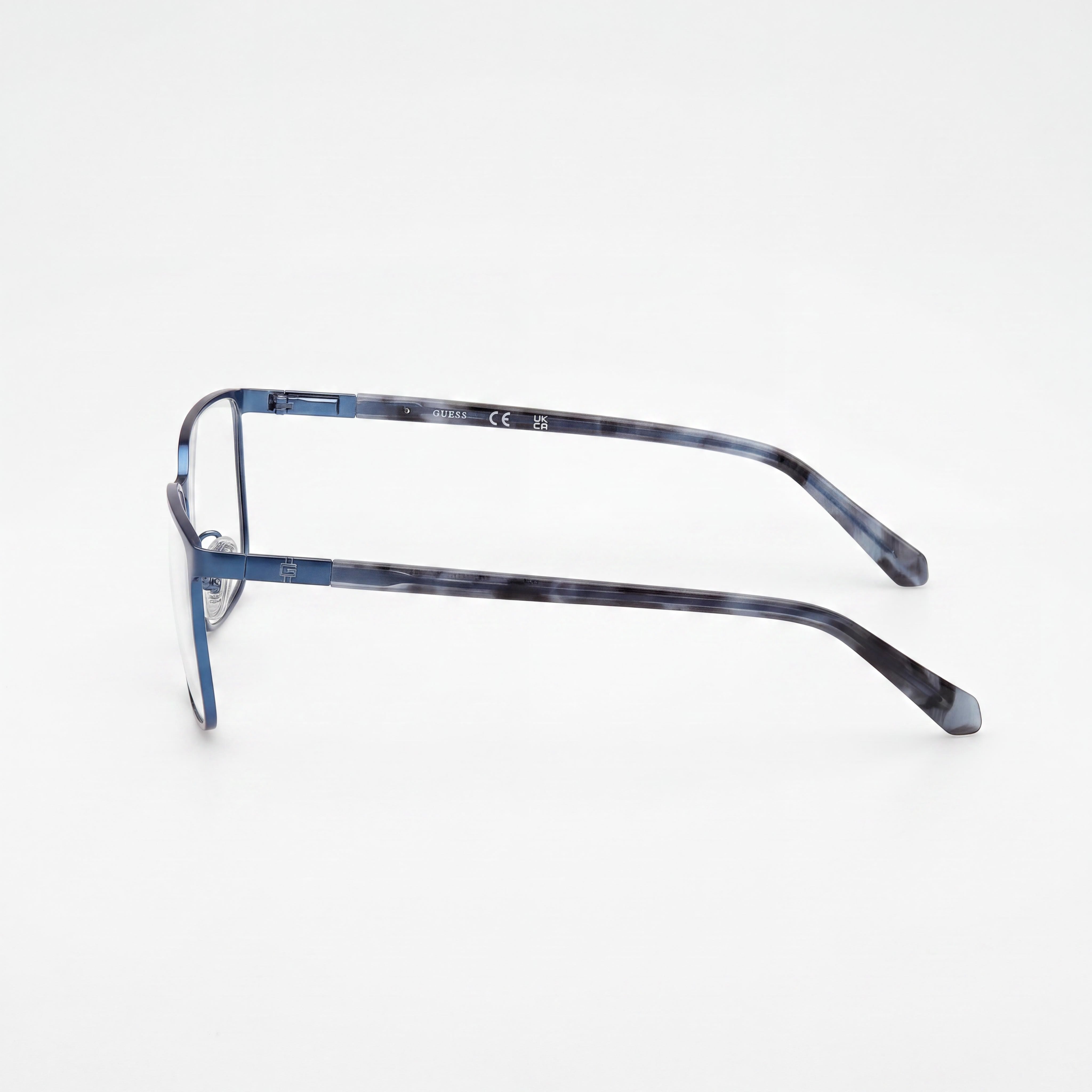 GUESS Gu50243 Men's Matte/Shiny Blue Metal Frame Eyeglasses with Polycarbonate Lenses, Lens Width 56mm, Bridge 18mm, Temple Length 145mm, Photo 3