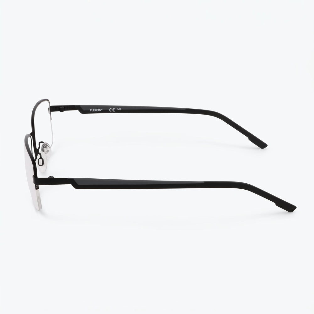 Flexon H6084 Women's Optical Eyeglasses with Matte Black Metal Frame, 57mm Lens, and 17mm Bridge