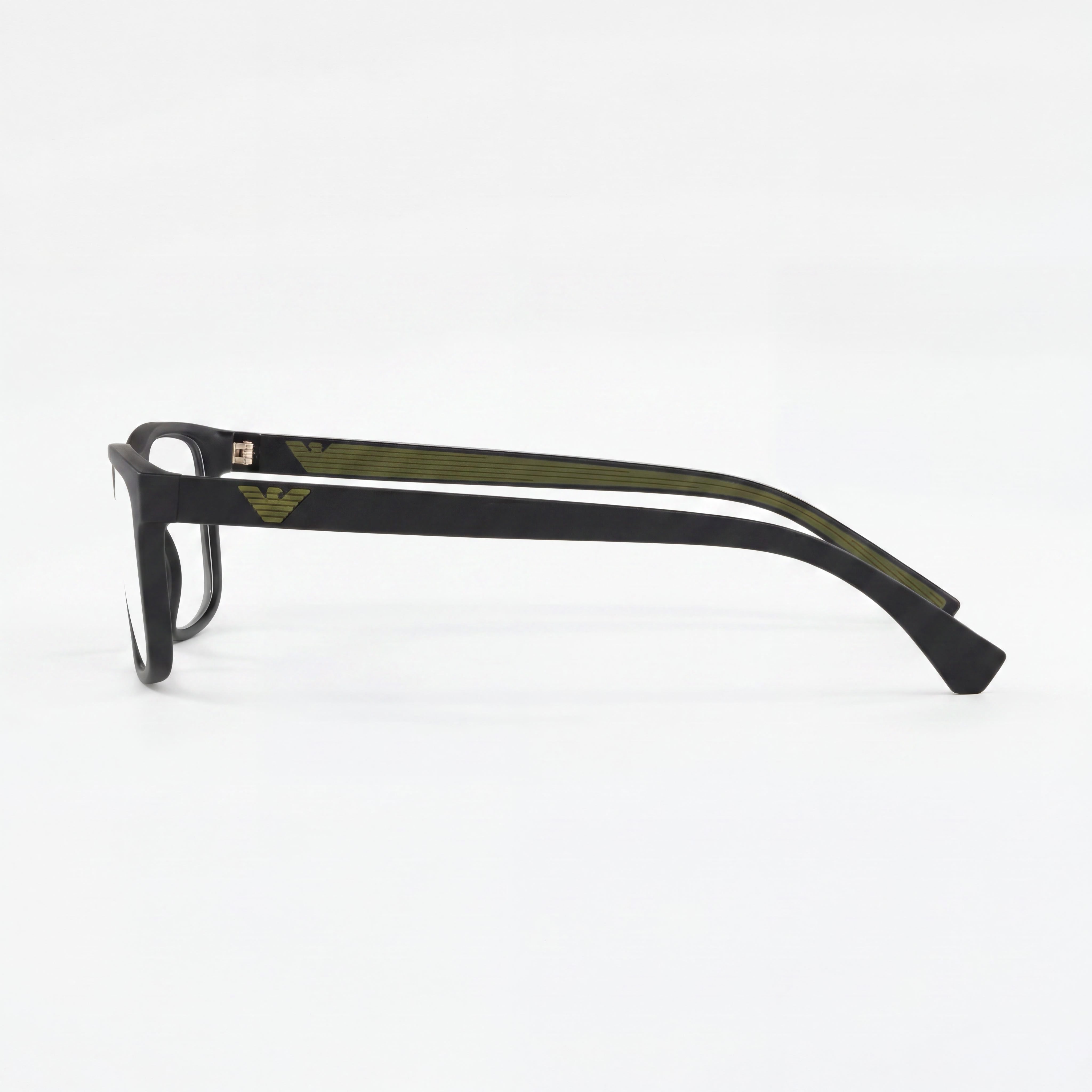 Gafas Emporio Armani clásicas de mujer, de plástico con montura completa, rectangulares, de plástico, en negro mate y verde, de 55 mm, Photo 2