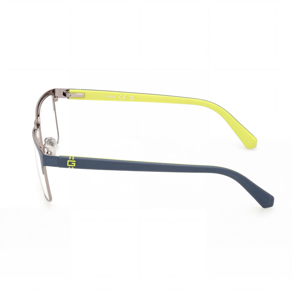 GUESS RECTANGULAR Women's Eyewear with Matte Blue Frame crafted from Metal, featuring Multicoloured Lenses, Size 57/15/145
