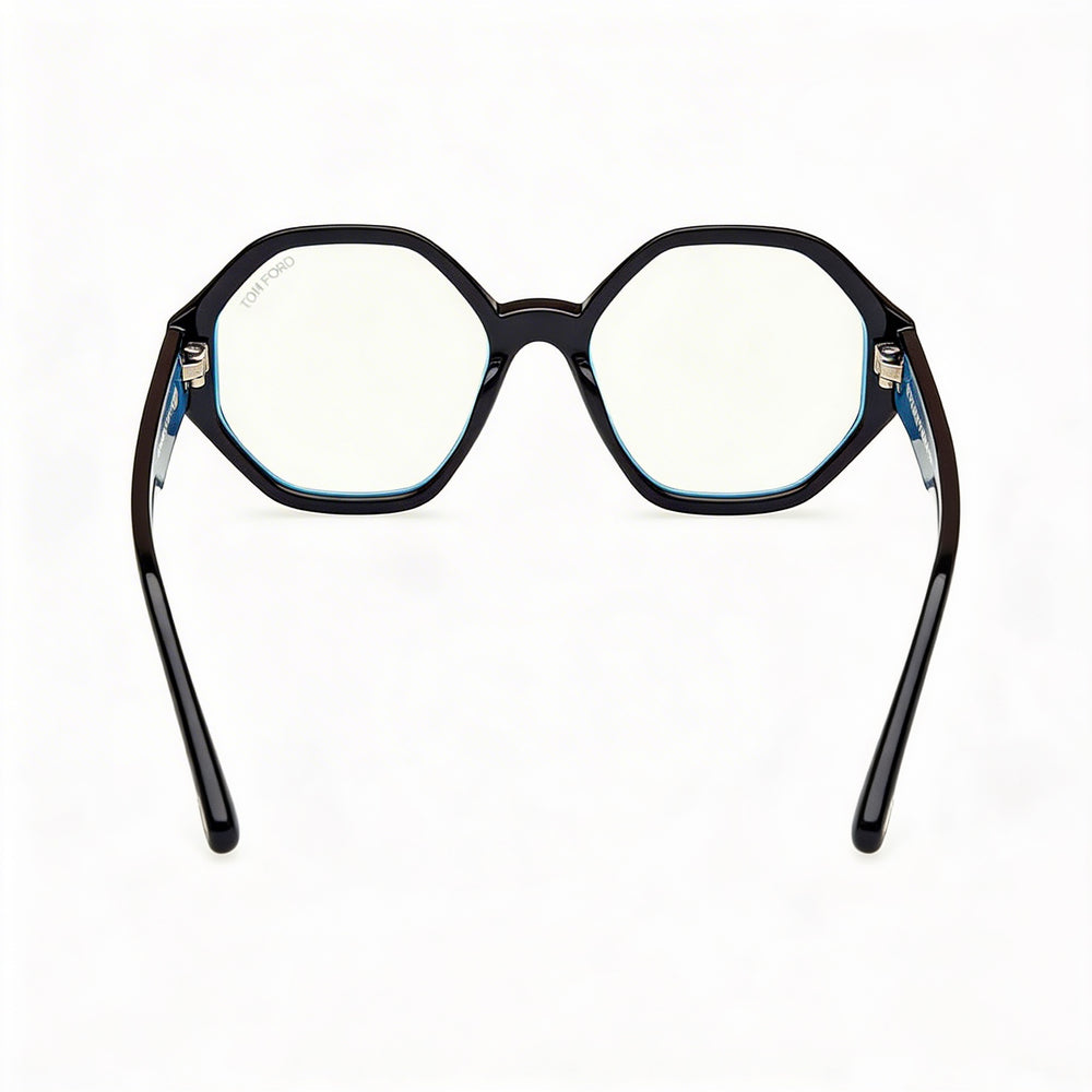 Tom Ford FT5967-B Gafas Unisex Negras con Lentes de Policarbonato, Ancho de Lente 53mm, Puente 18mm, Patilla 140mm