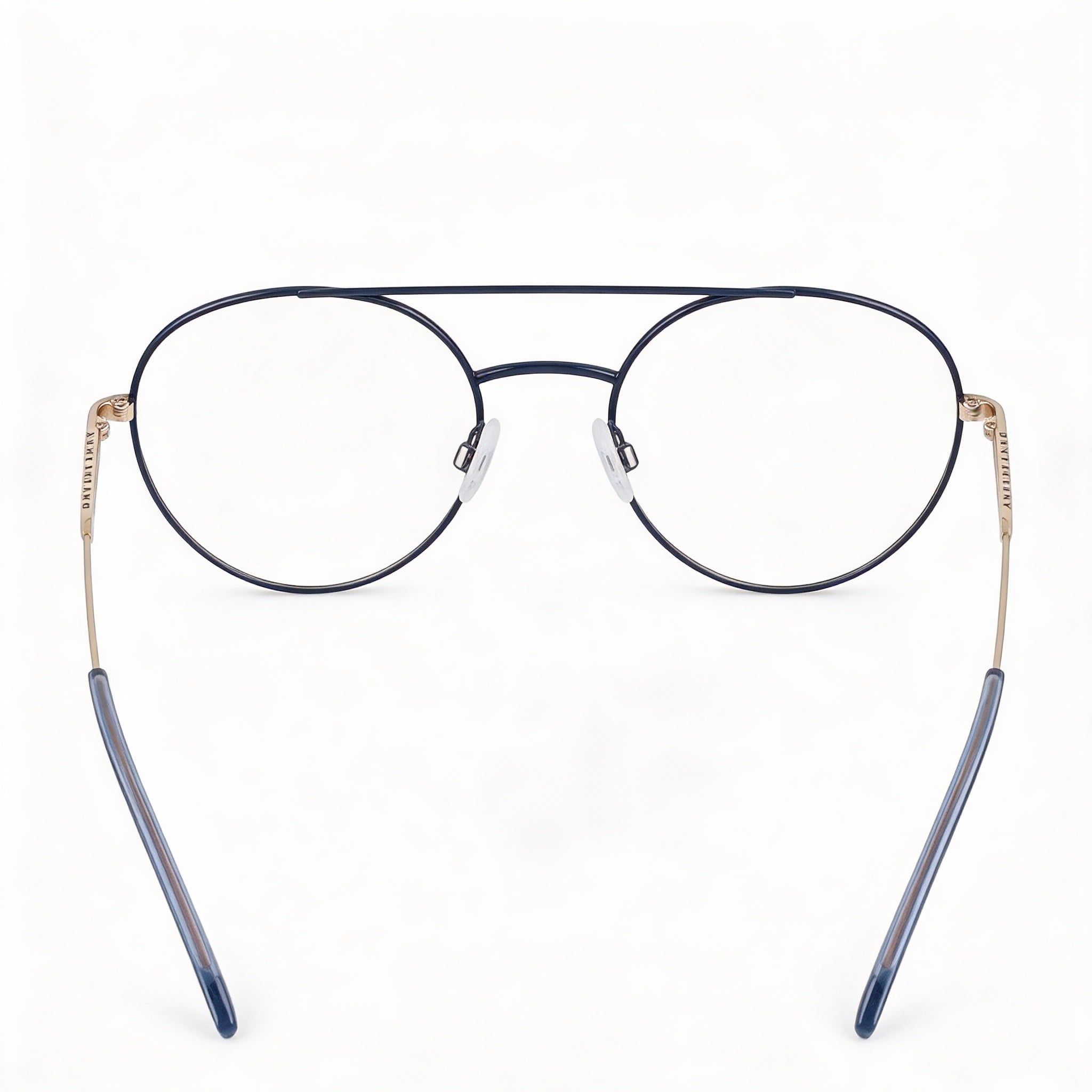 Gafas de sol modernas DKNY para mujer con montura de acero de aleación en dorado azul marino y lentes de policarbonato en dorado azul marino, 51 mm, Photo 4