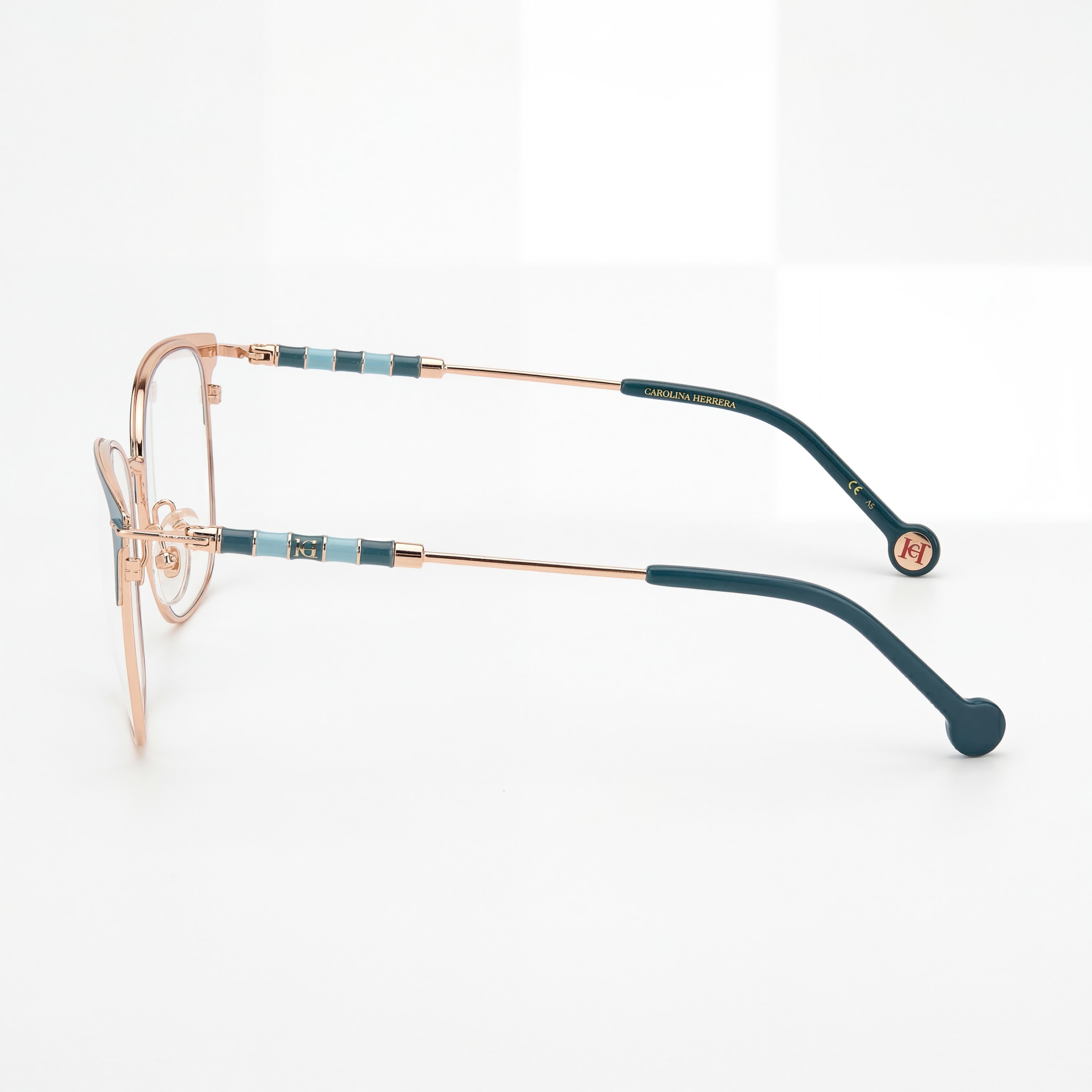 Carolina Herrera CH 0040 Women's Gold Green Stainless Steel Rectangular Optical Frames 54mm, Photo 3