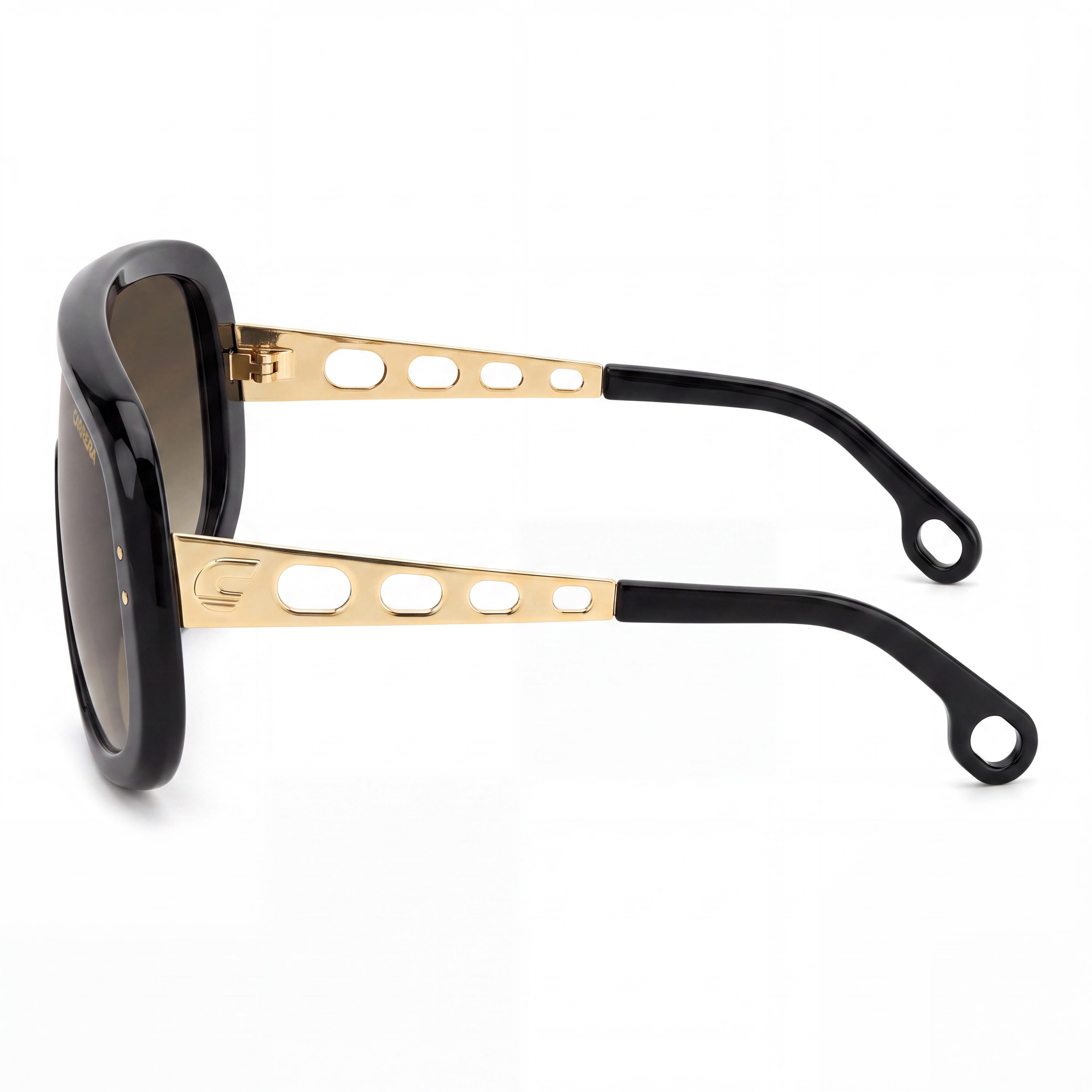 Carrera Casual Unisex Sunglasses, Black Gold Plastic Frame, Black Brown Green Antireflex Lenses, UV Protection 99-01-140, Photo 3