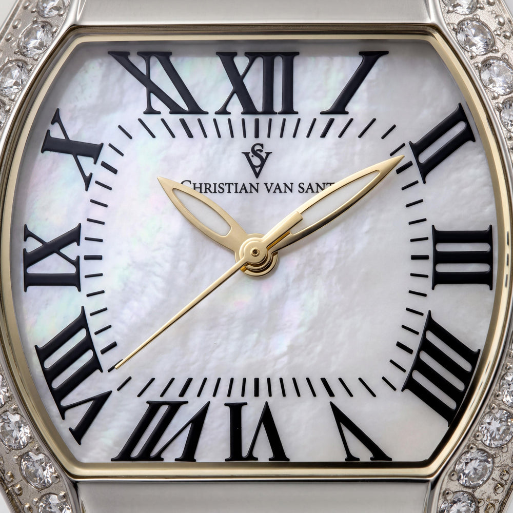 Reloj Christian Van Sant CV1834 para Mujer, Moderno, Caja y Brazalete de Acero Inoxidable Blanco, Nácar, Resistente al Agua