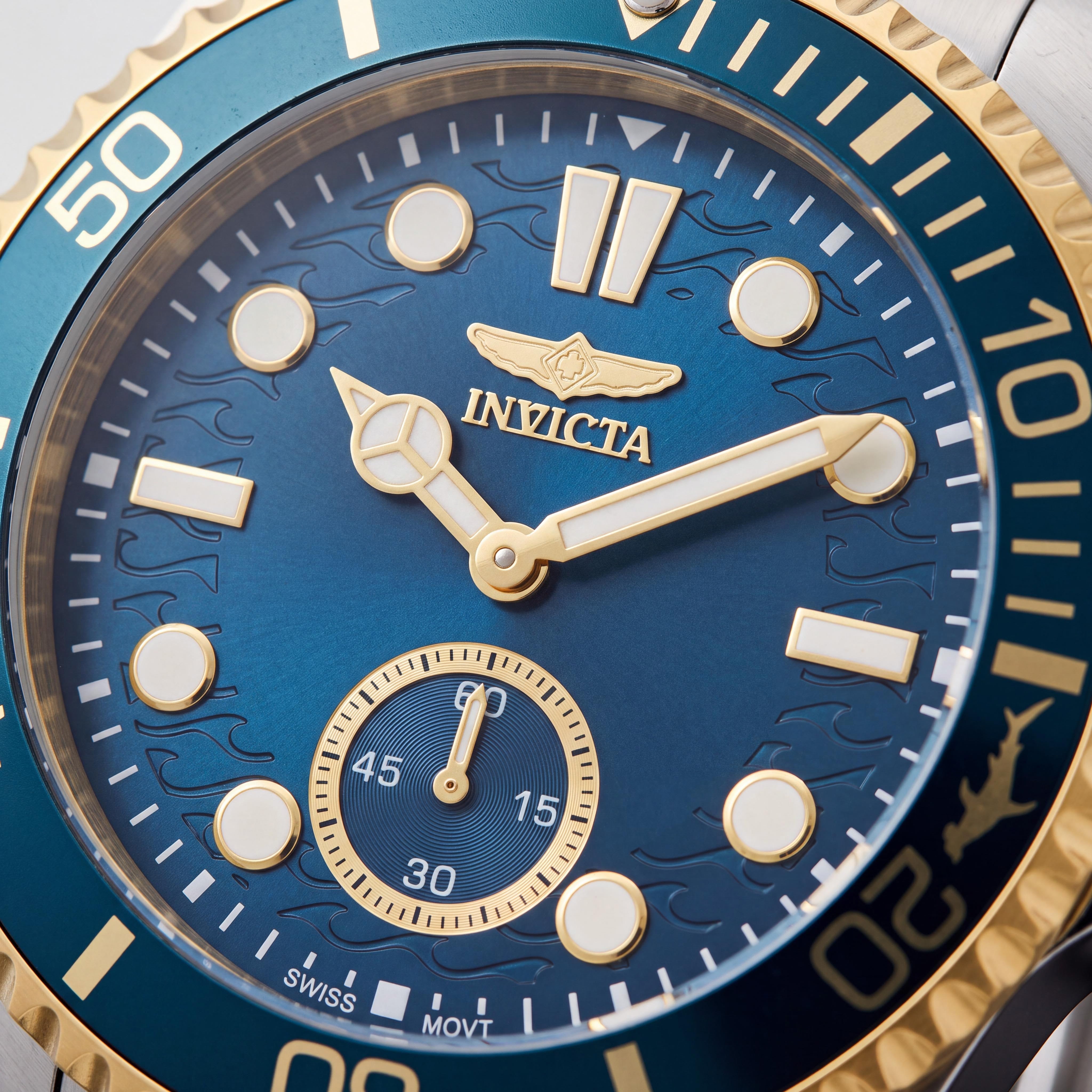 Reloj de cuarzo Invicta Pro Diver 49424 para hombre - Brazalete de acero inoxidable de 43 mm, esfera azul, resistencia al agua de 10 ATM, Photo 2