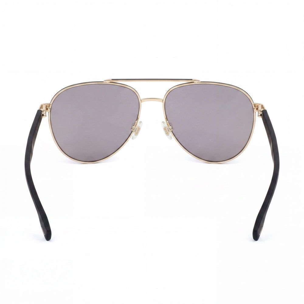 Hugo Boss Gafas de sol modernas unisex con protección UV en dorado y negro, de aleación de acero, con cristales degradados en amarillo y azul, 60 mm